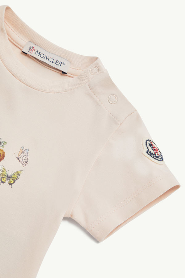 Teddy Bear Motif Cotton T-Shirt Girl Light Pink Moncler 2