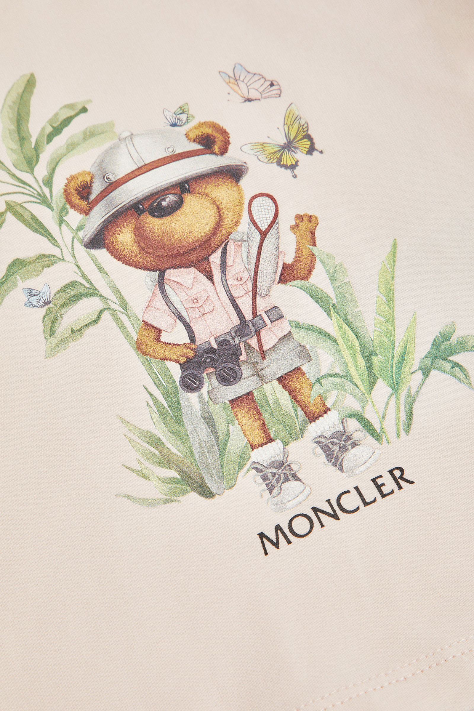 Teddy Bear Motif Cotton T-Shirt Girl Light Pink Moncler 3