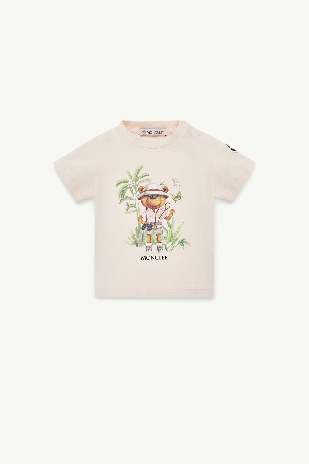 Teddy Bear Motif Cotton T-Shirt Girl Light Pink Moncler 0