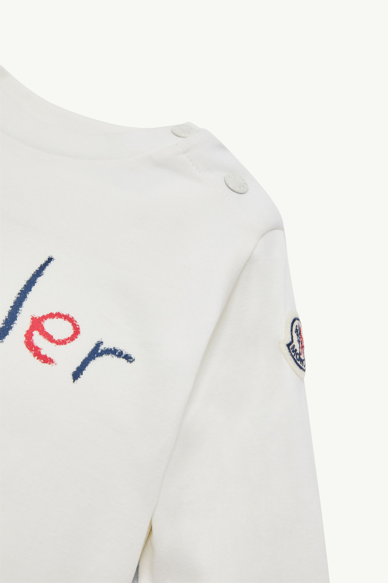 Scribble Logo Long Sleeve Cotton T-Shirt Boy White Moncler 2