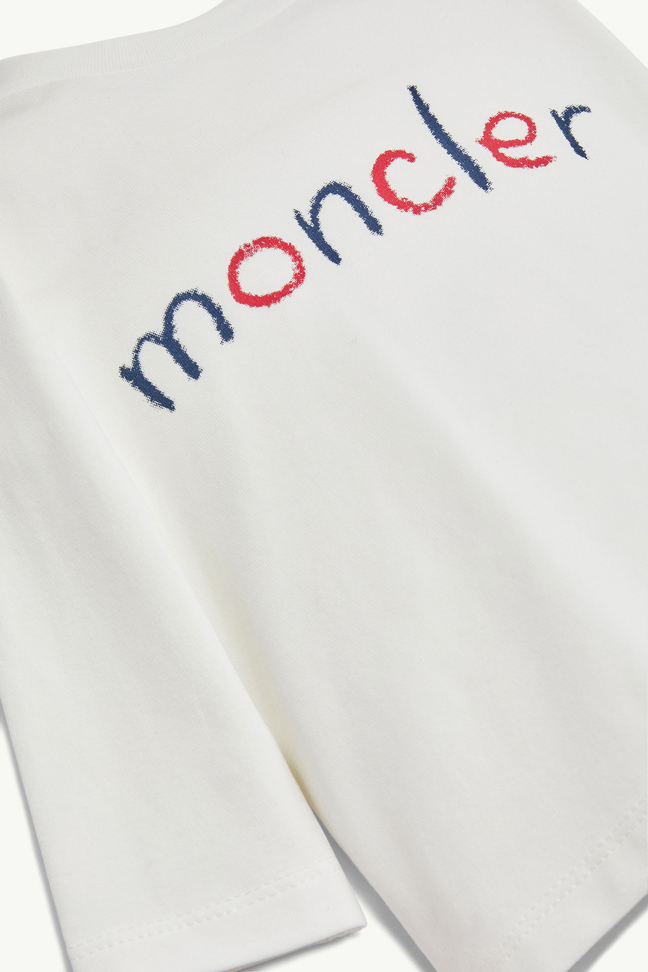 T-shirt en coton à logo effet crayonné Garçon Blanc Moncler 3