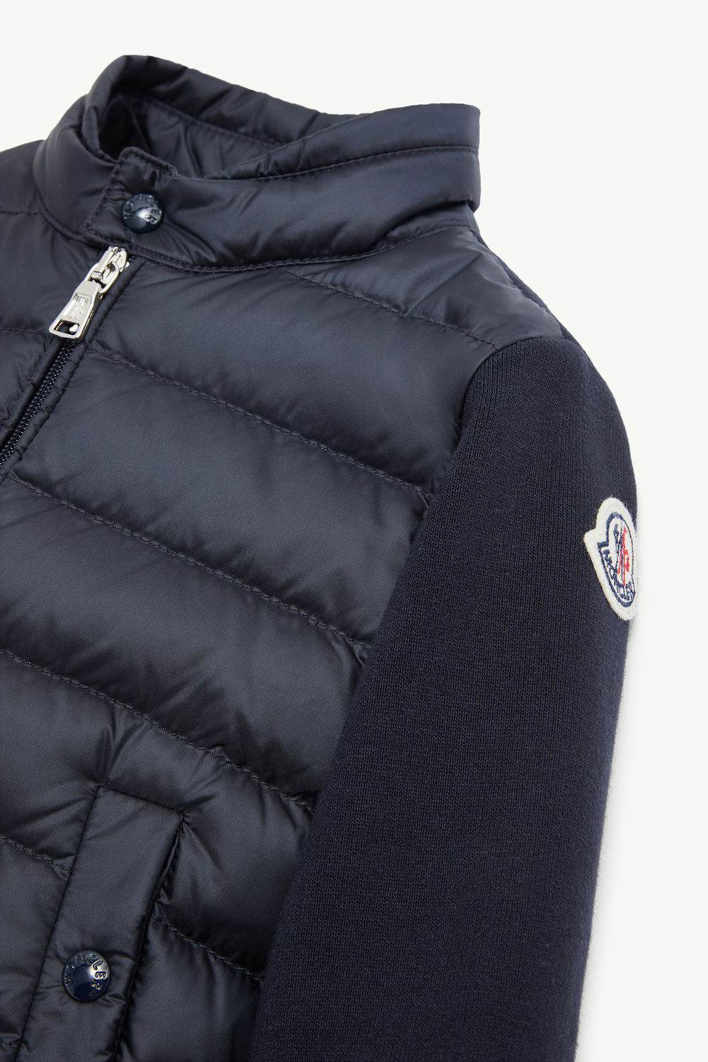Padded Cotton Zip-Up Sweatshirt Boy Navy Blue Moncler 2
