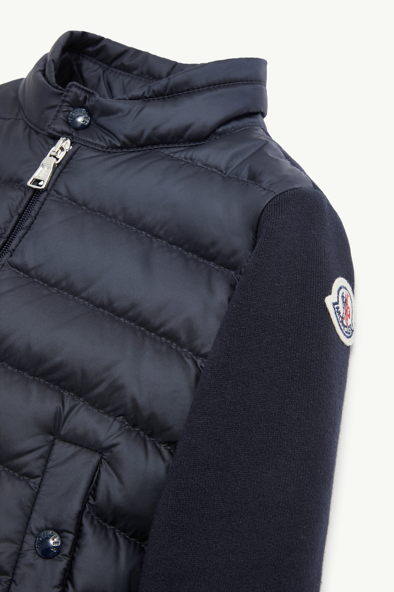Padded Cotton Zip-Up Sweatshirt Boy Navy Blue Moncler 2