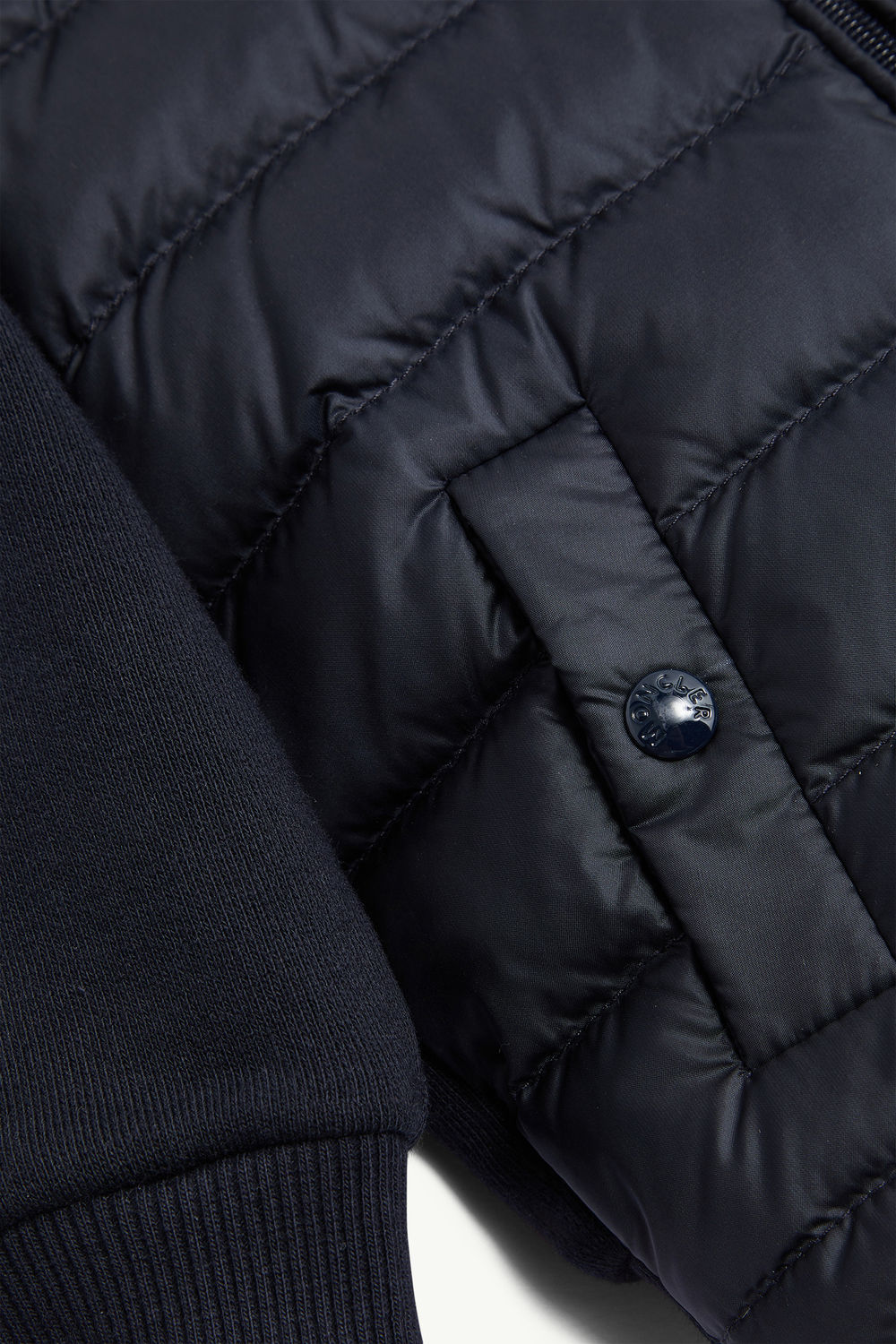Padded Cotton Zip-Up Sweatshirt Boy Navy Blue Moncler 3