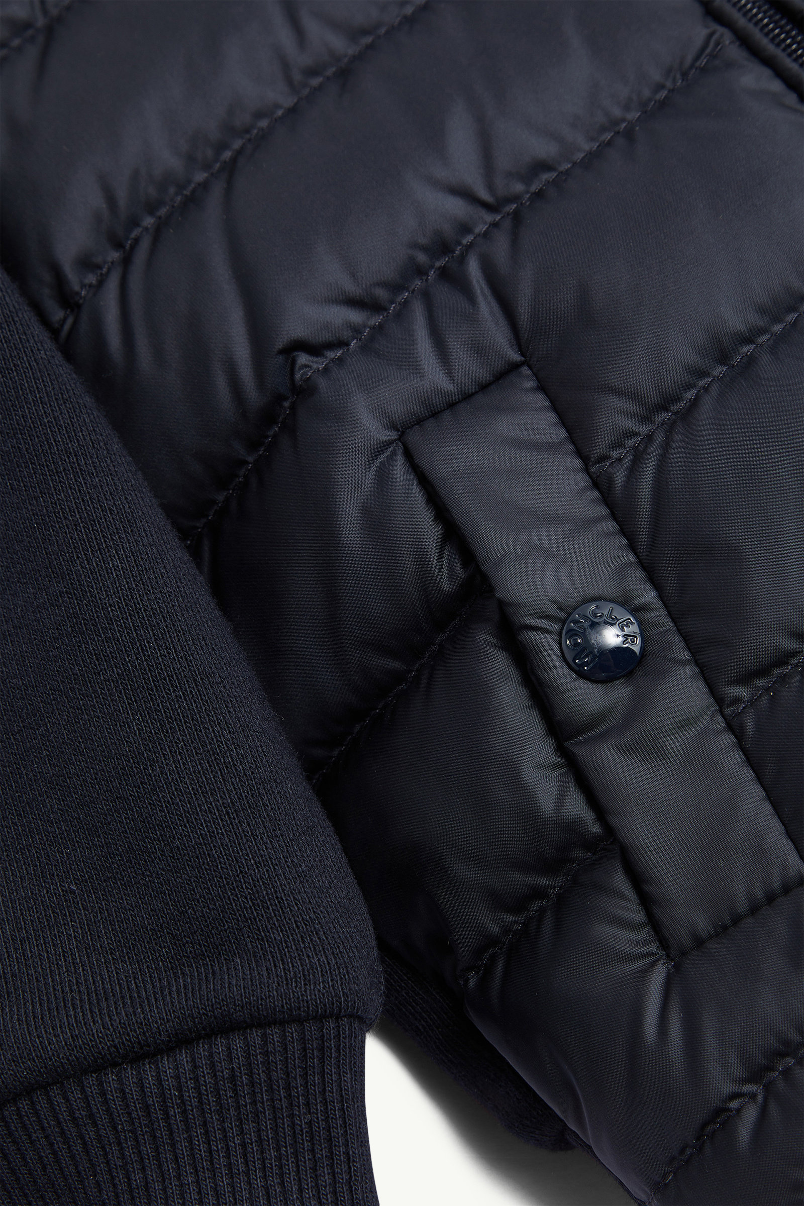 Padded Cotton Zip-Up Sweatshirt Boy Navy Blue Moncler 3