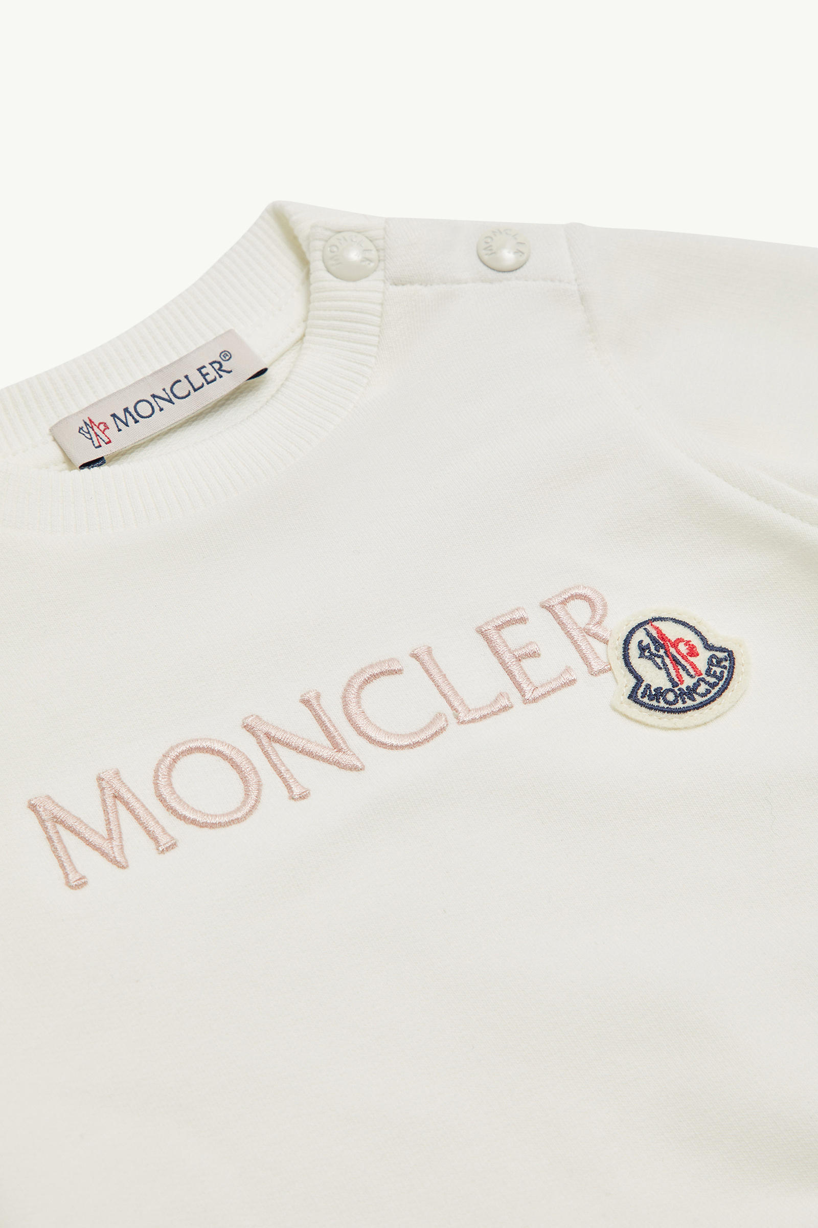 Embroidered Logo Cotton Sweatshirt Girl White Moncler 2