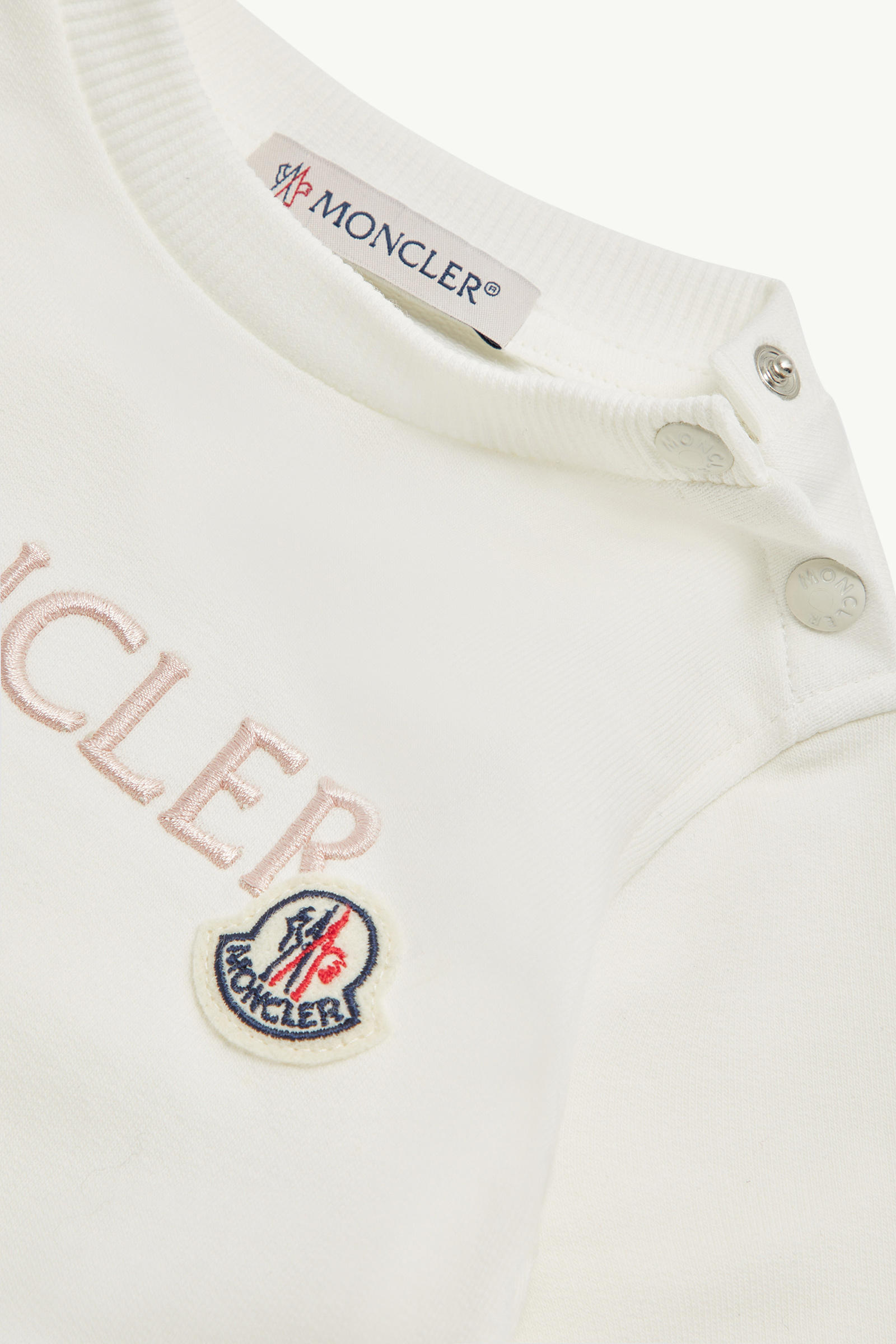 Embroidered Logo Cotton Sweatshirt Girl White Moncler 3
