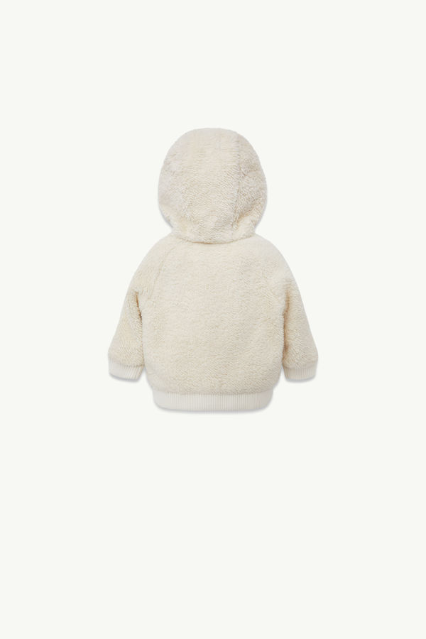 Padded Teddy Zip-Up Hoodie Girl White Moncler 1