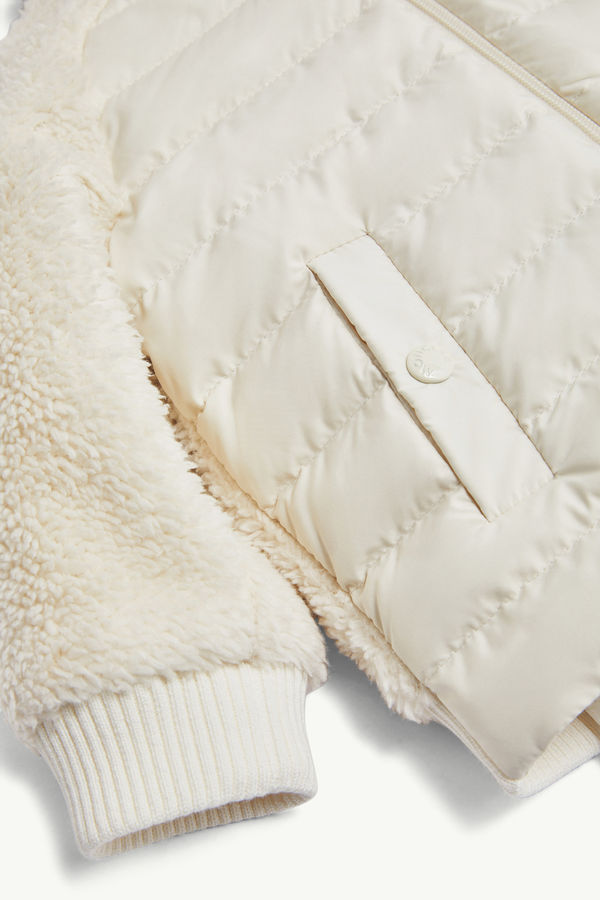 Padded Teddy Zip-Up Hoodie Girl White Moncler 3