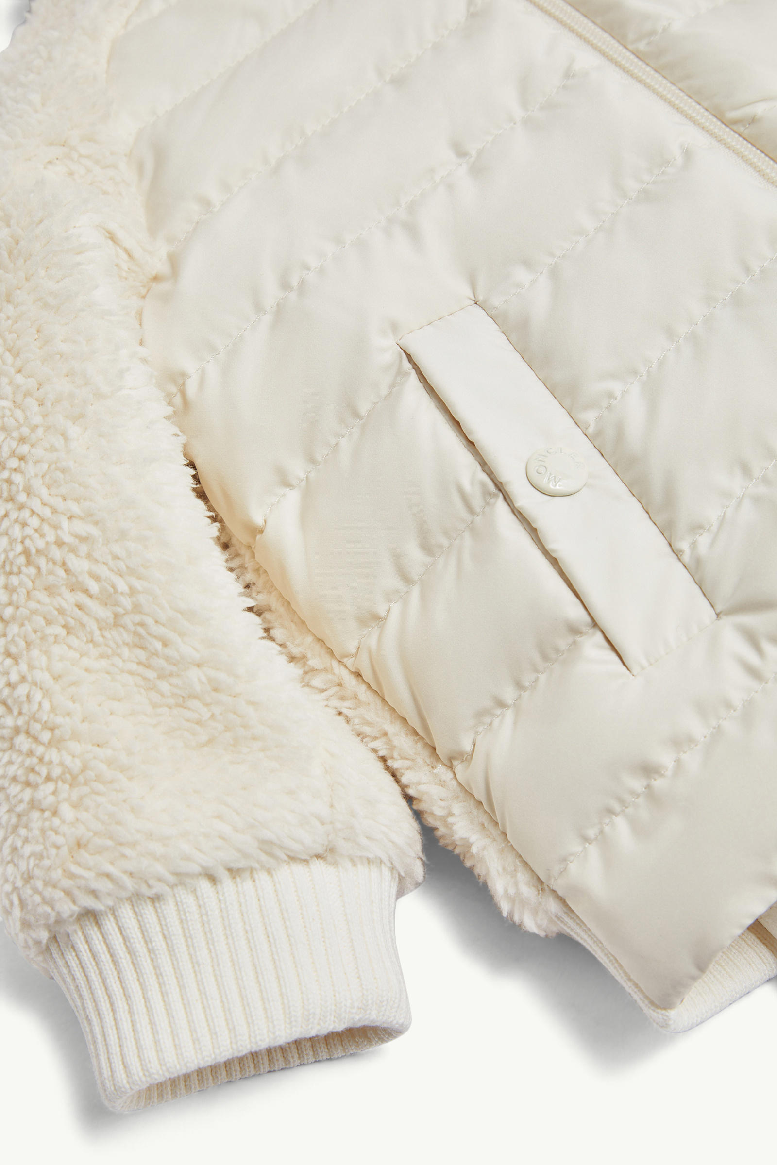 Padded Teddy Zip-Up Hoodie Girl White Moncler 3