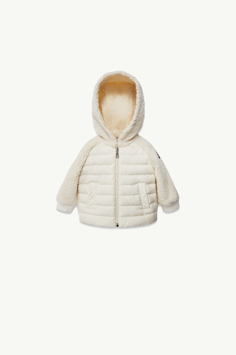 Gefütterter Kapuzenpullover aus Teddy mit Reißverschluss Mädchen Weiß Moncler 0