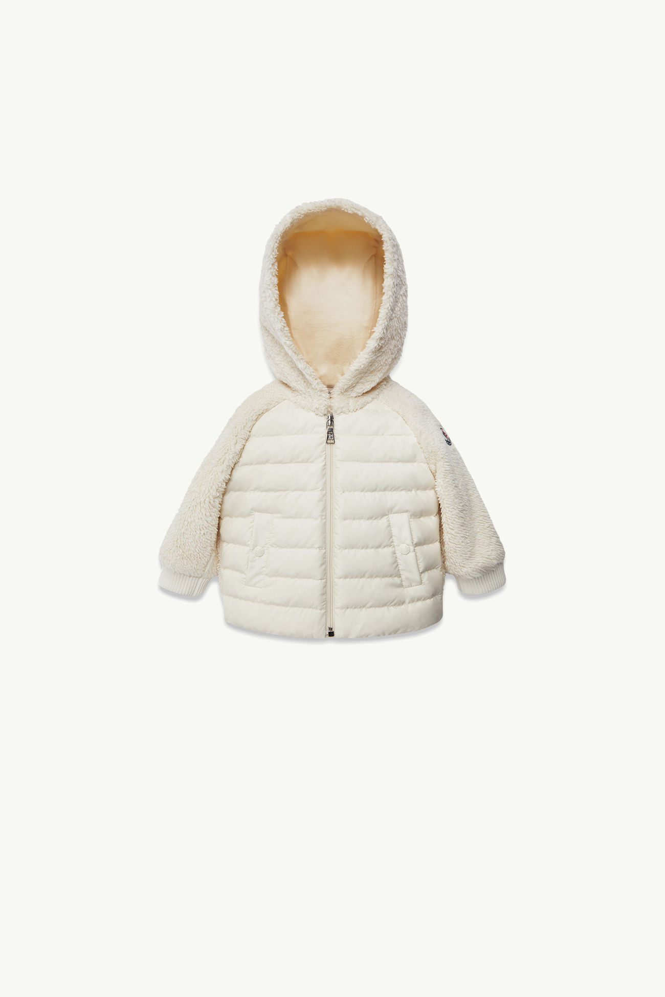 Sweat zippé en teddy matelassé Fille Blanc Moncler 0