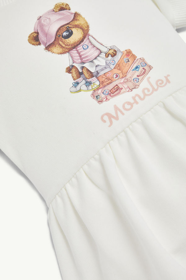 Abito in cotone con motivo orsetto Bambina Bianco Moncler 2