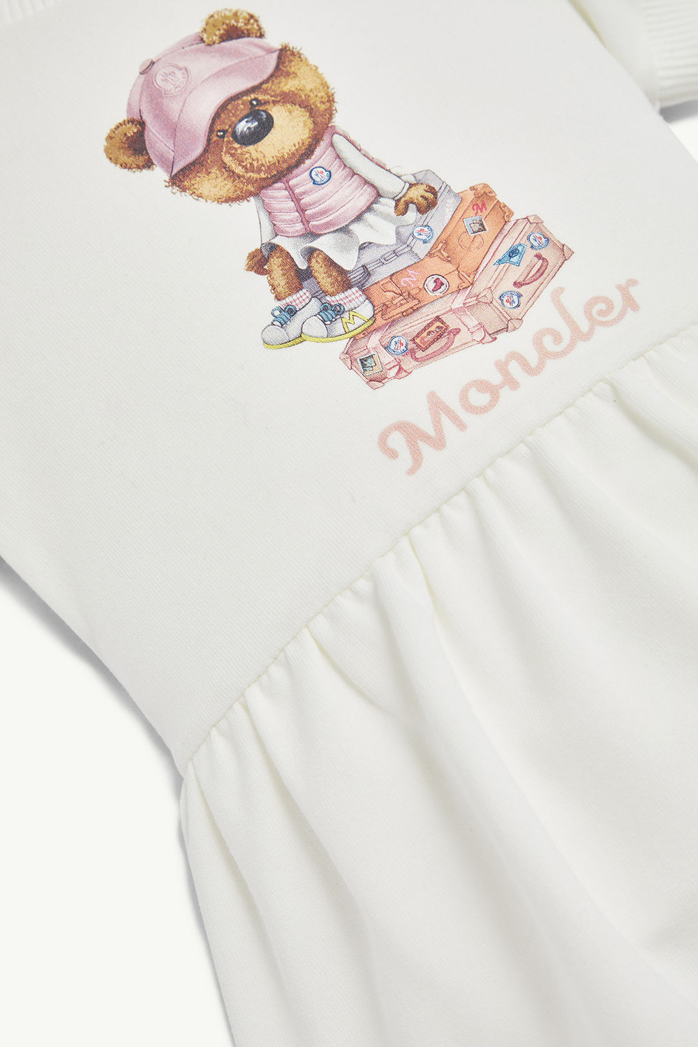 테디 베어 모티프 코튼 드레스 키즈 여아 화이트 Moncler 2