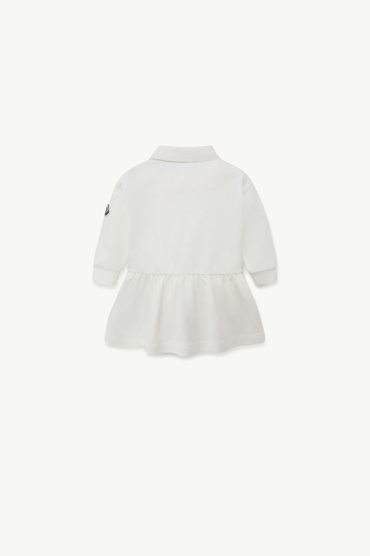 Vestido polo de algodón de manga larga con logotipo bordado Niña Blanco Moncler 1