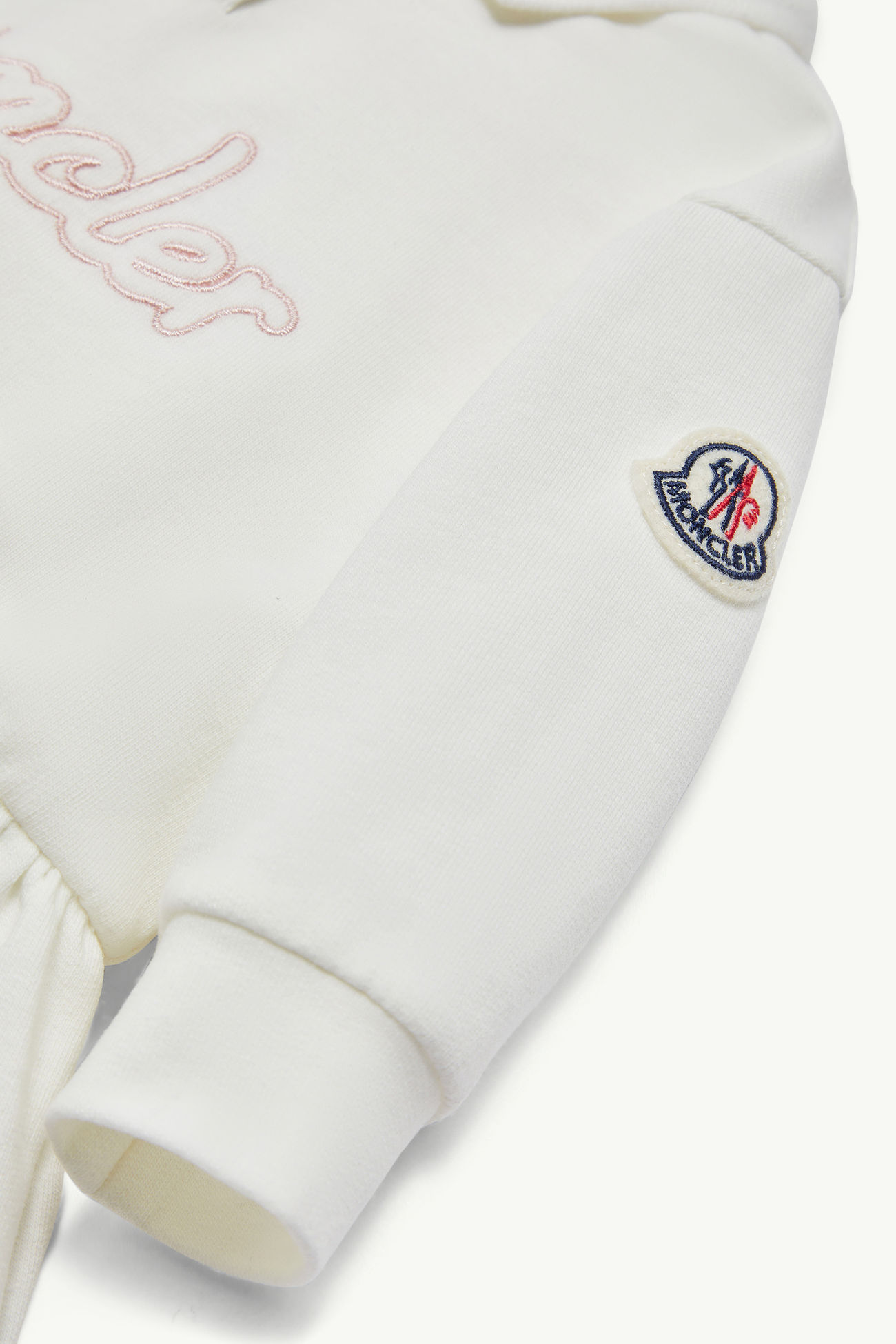 Abito a polo a maniche lunghe in cotone con logo ricamato Bambina Bianco Moncler 2
