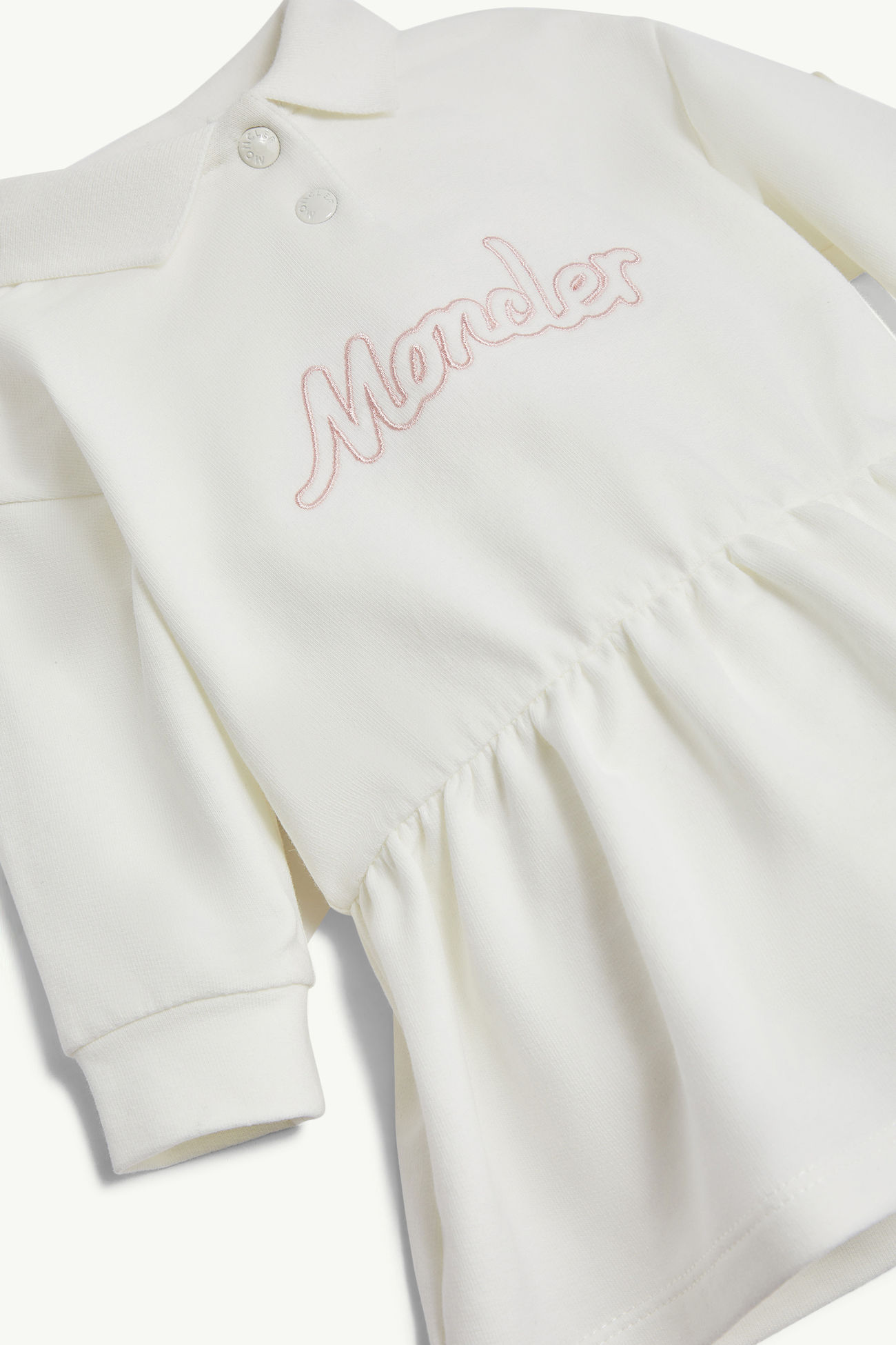 Robe polo en coton à manches longues et logo brodé Fille Blanc Moncler 3