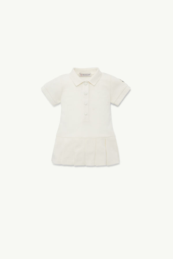 Cotton Piquet Polo Shirt Dress Girl White Moncler 0