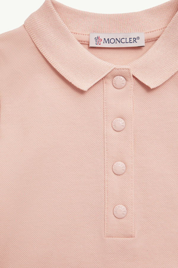 Cotton Piquet Polo Shirt Dress Girl Light Pink Moncler 3