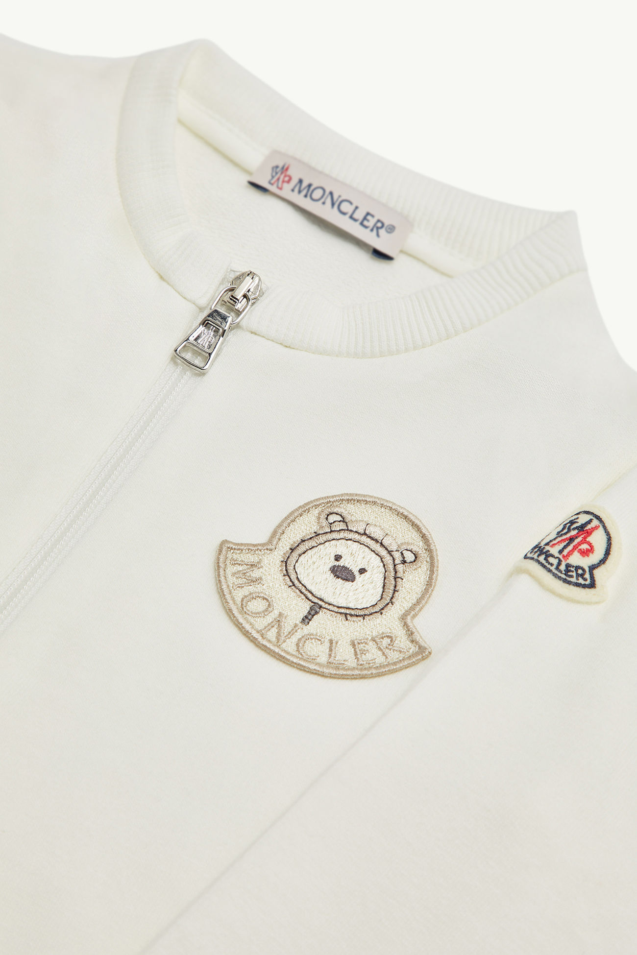 泰迪熊棉質嬰兒連身衣 中性 白色 Moncler 2