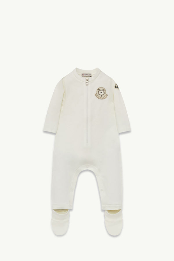 Strampler aus Baumwolle mit Teddybär-Motiv Genderneutral Weiß Moncler 0