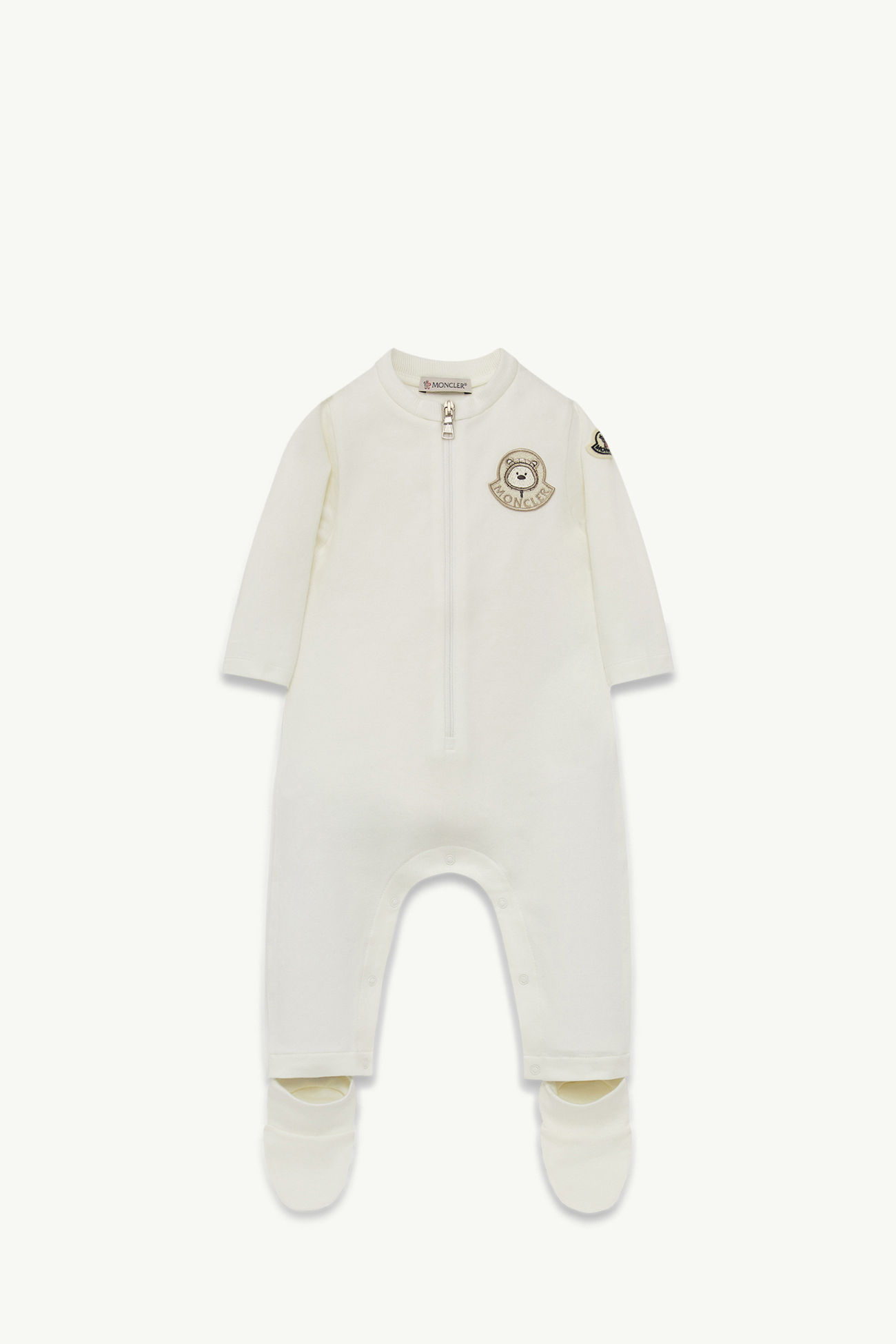 泰迪熊棉質嬰兒連身衣 中性 白色 Moncler 0