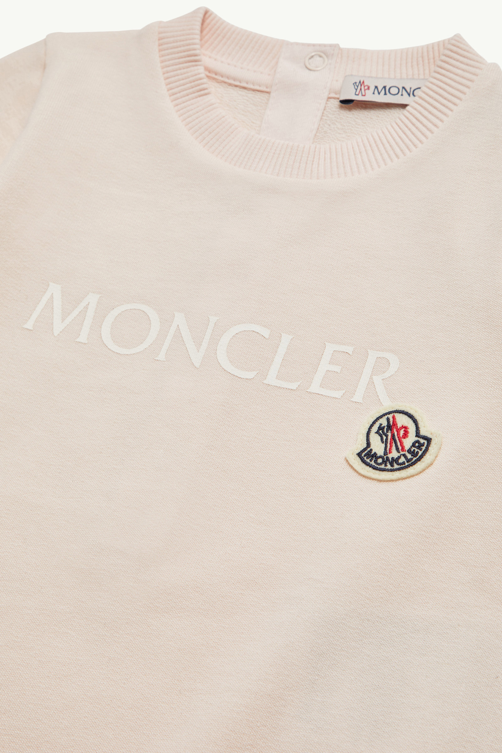 Tutina in cotone con logo Gender Neutral Rosa Chiaro Moncler 2