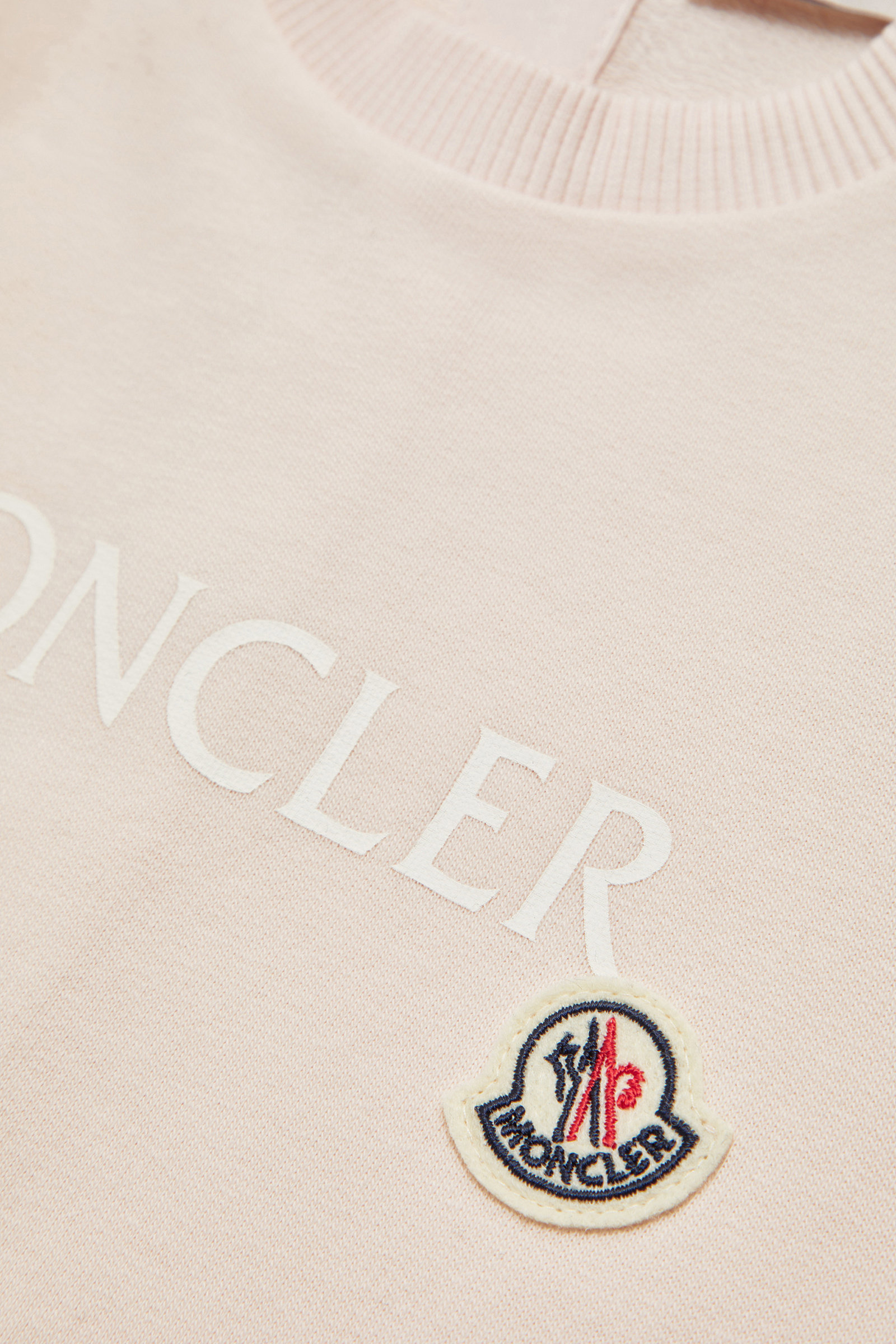 Tutina in cotone con logo Gender Neutral Rosa Chiaro Moncler 4