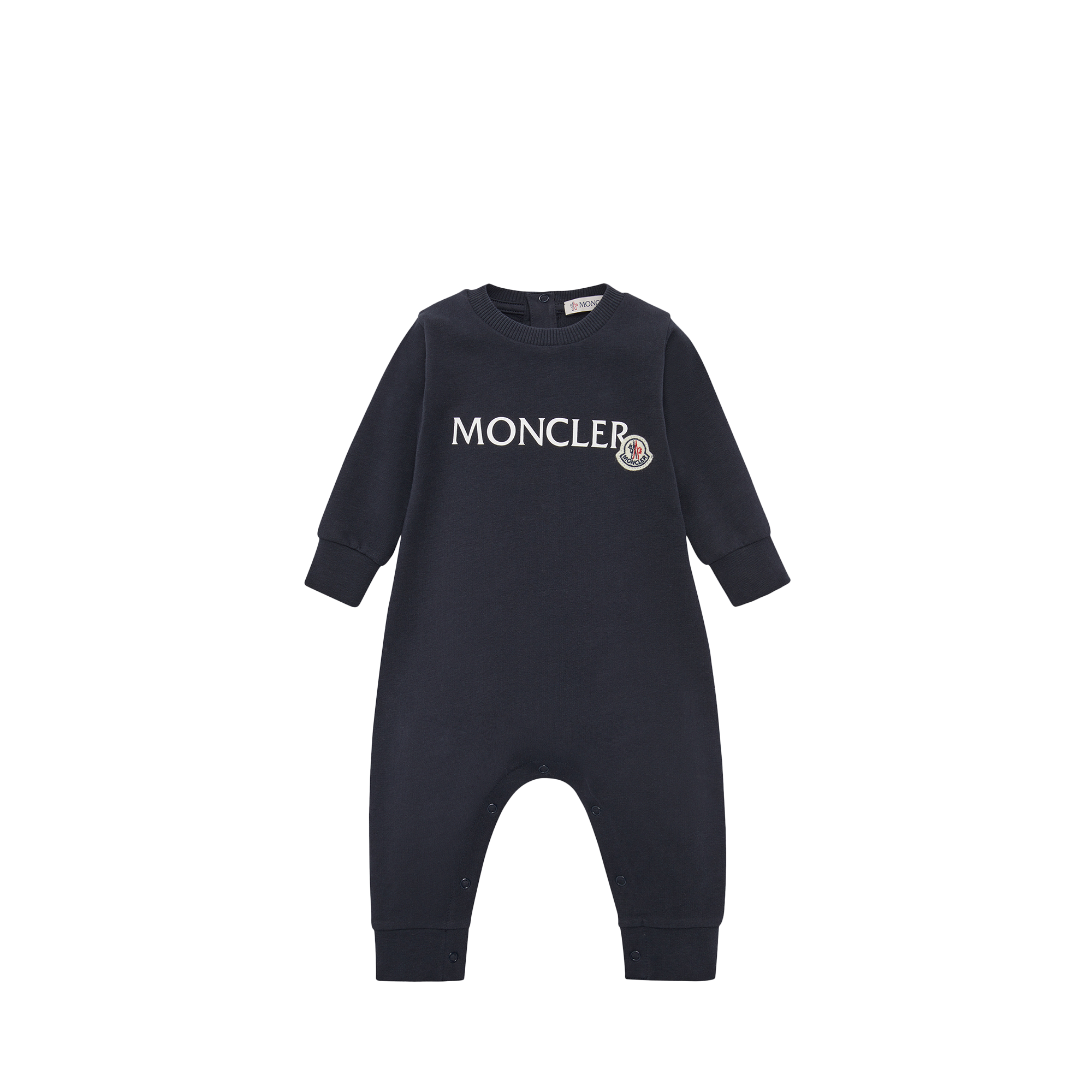 Moncler  Logo Cotton Baby Grow for Children in Blue, Size: 12/18M