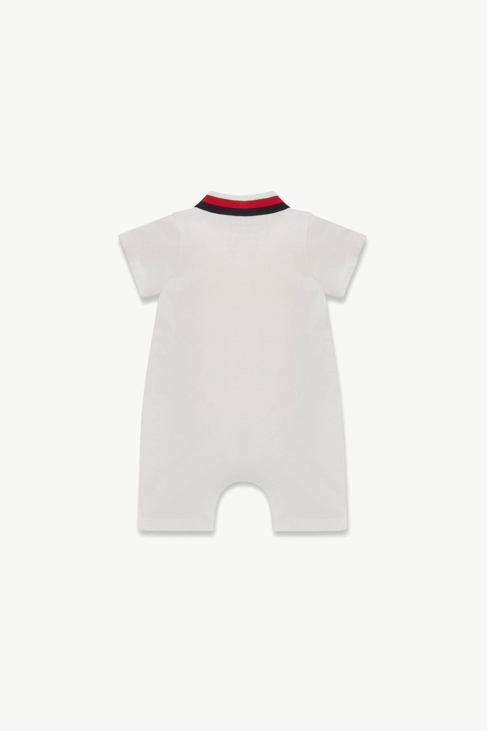 Tricolor-Trimmed Cotton Romper Boy White Moncler 1
