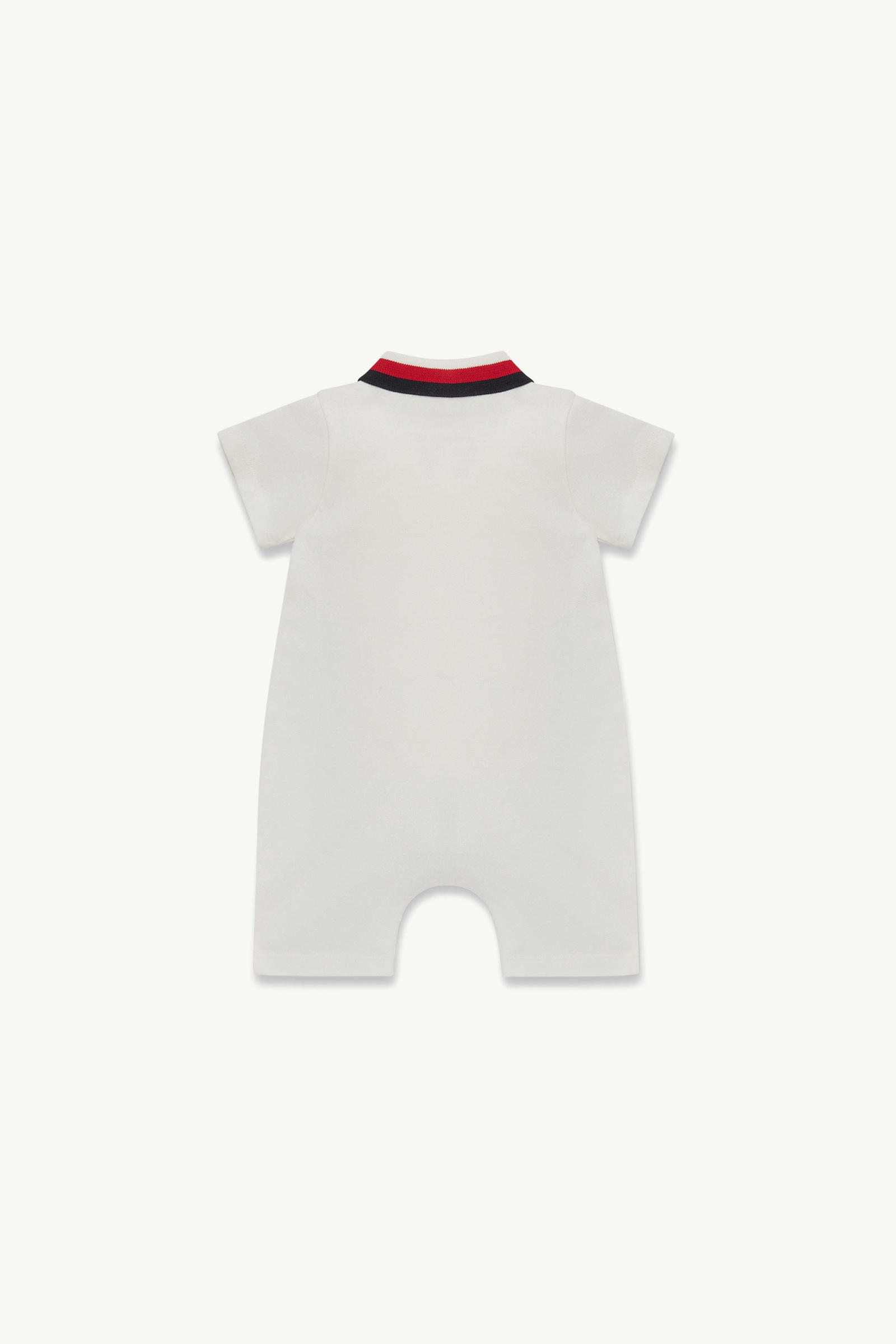 Tricolor-Trimmed Cotton Romper Boy White Moncler 1