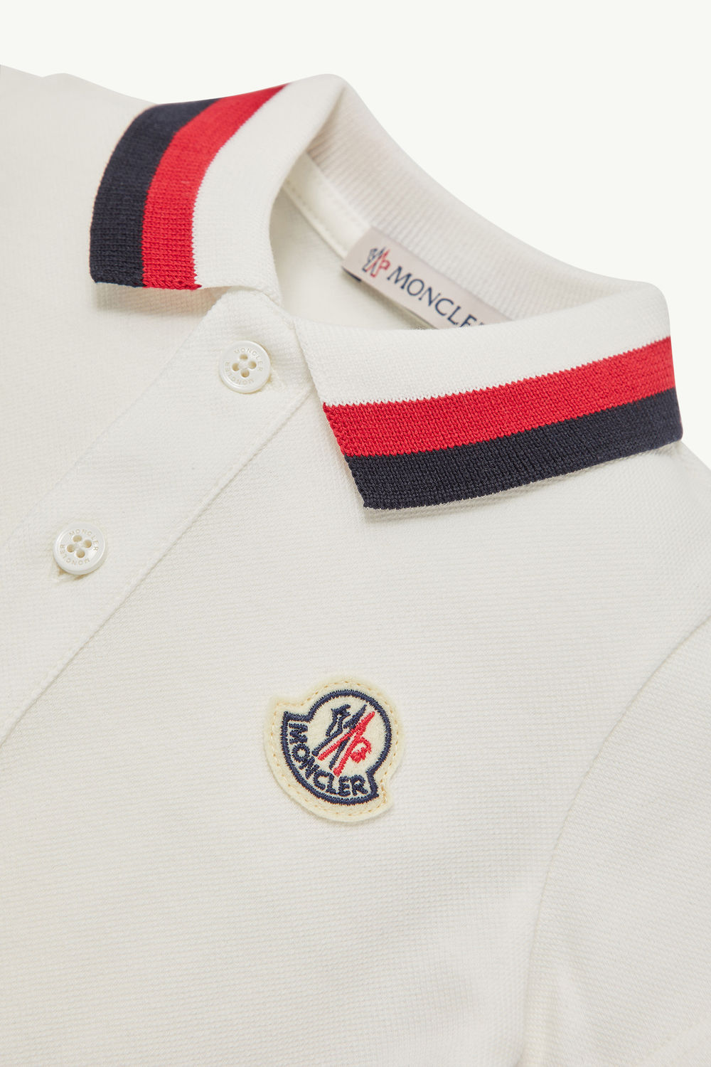 Barboteuse en coton à bords tricolores Garçon Blanc Moncler 2