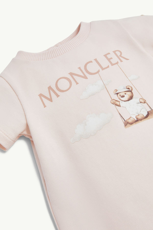 Teddy Bear Motif Cotton Romper Gender Neutral Light Pink Moncler 2