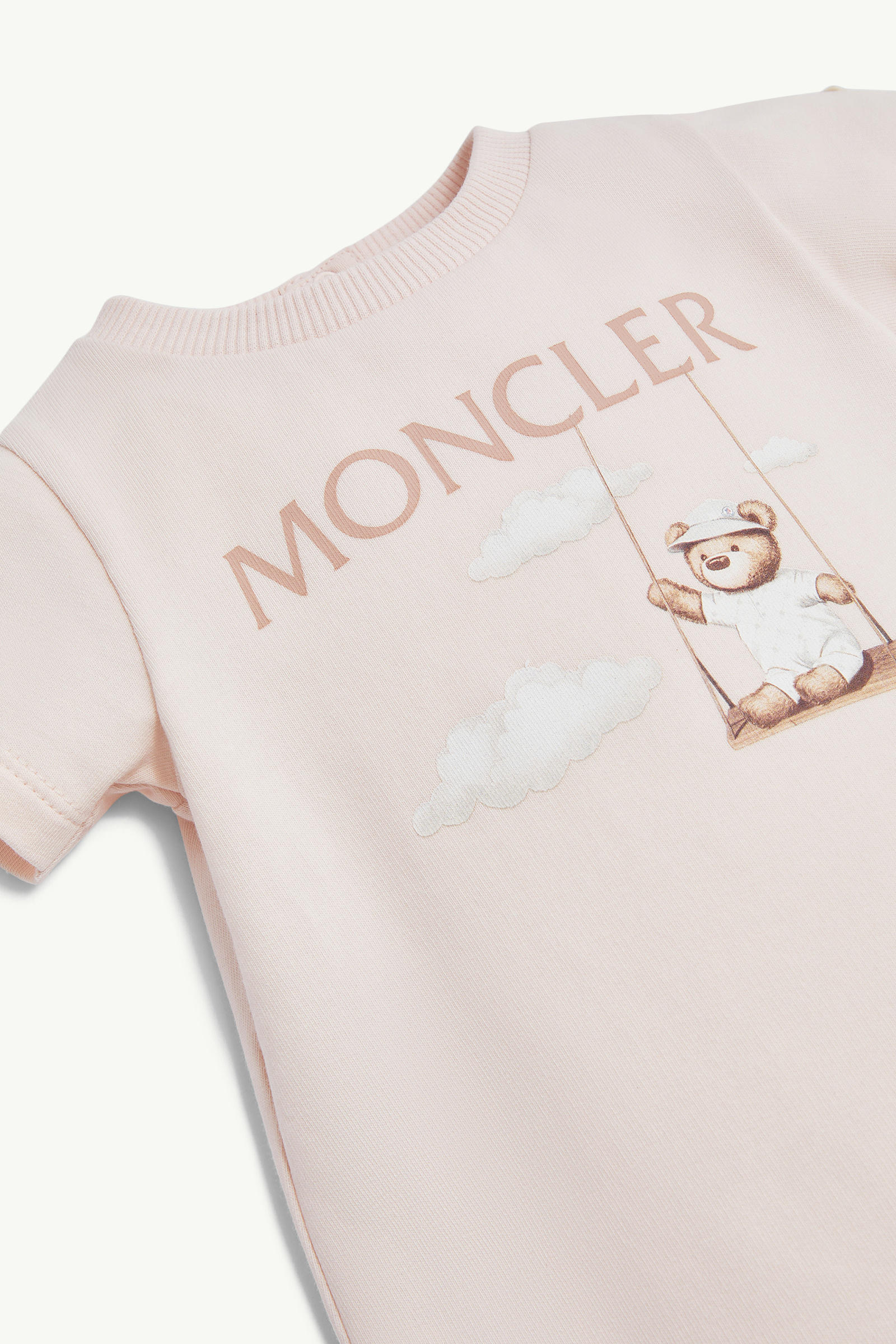 Teddy Bear Motif Cotton Romper Gender Neutral Light Pink Moncler 2