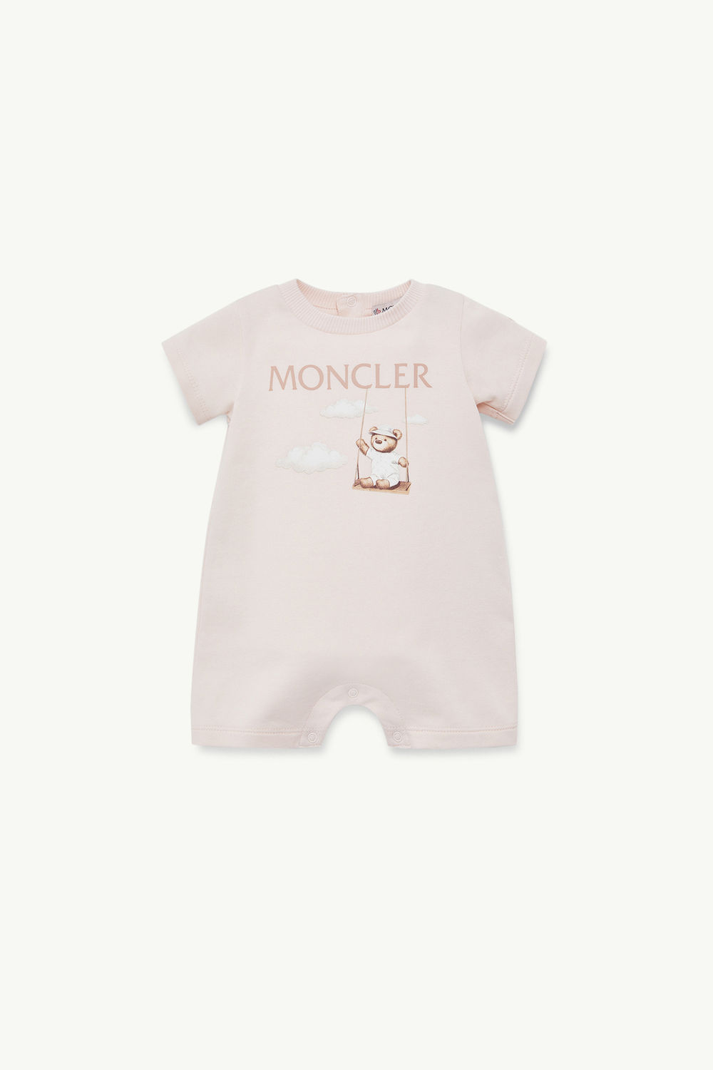 Teddy Bear Motif Cotton Romper Gender Neutral Light Pink Moncler 0