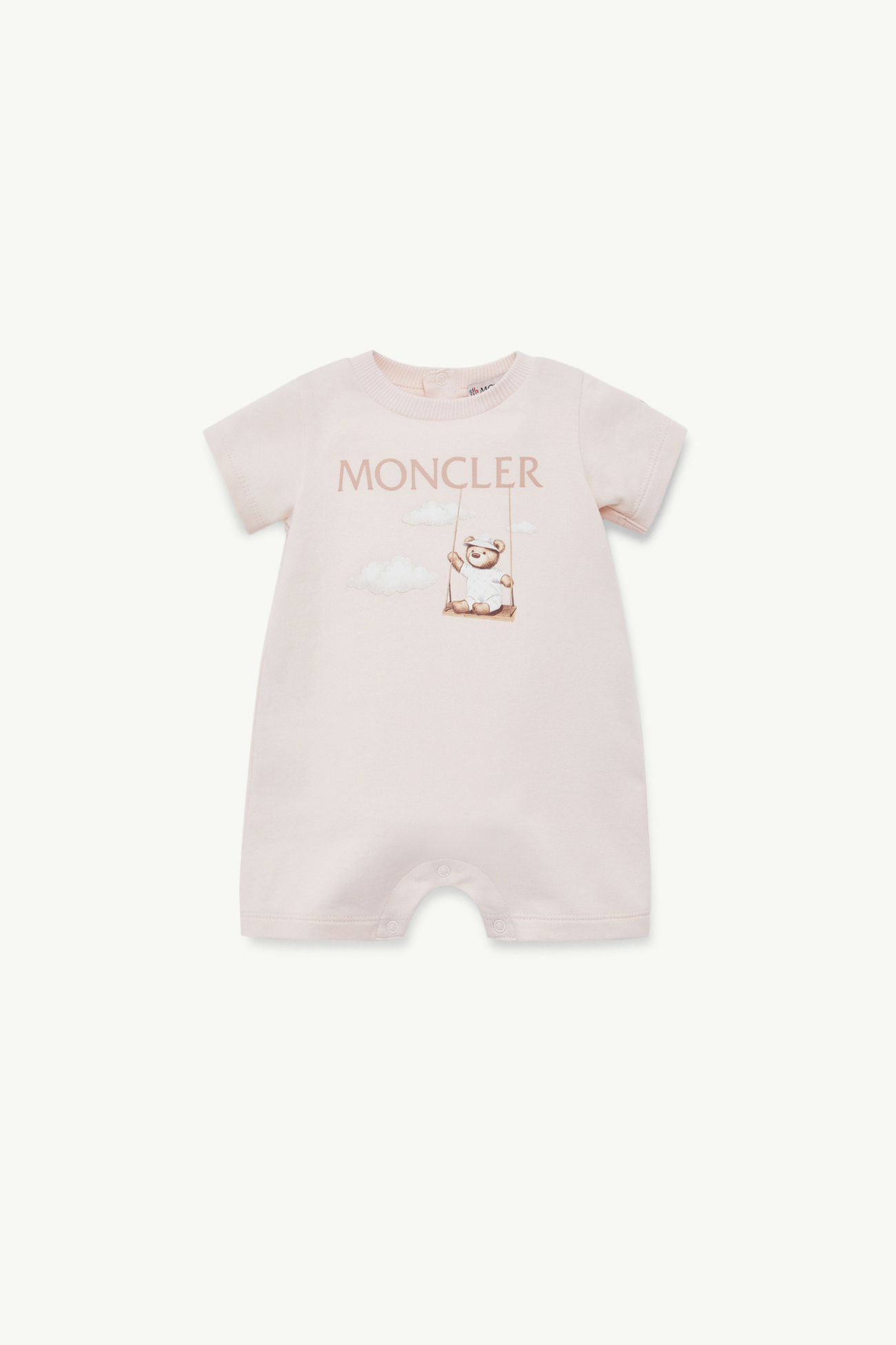 女婴泰迪熊图案棉质连体衣 中性 浅粉色 Moncler 0