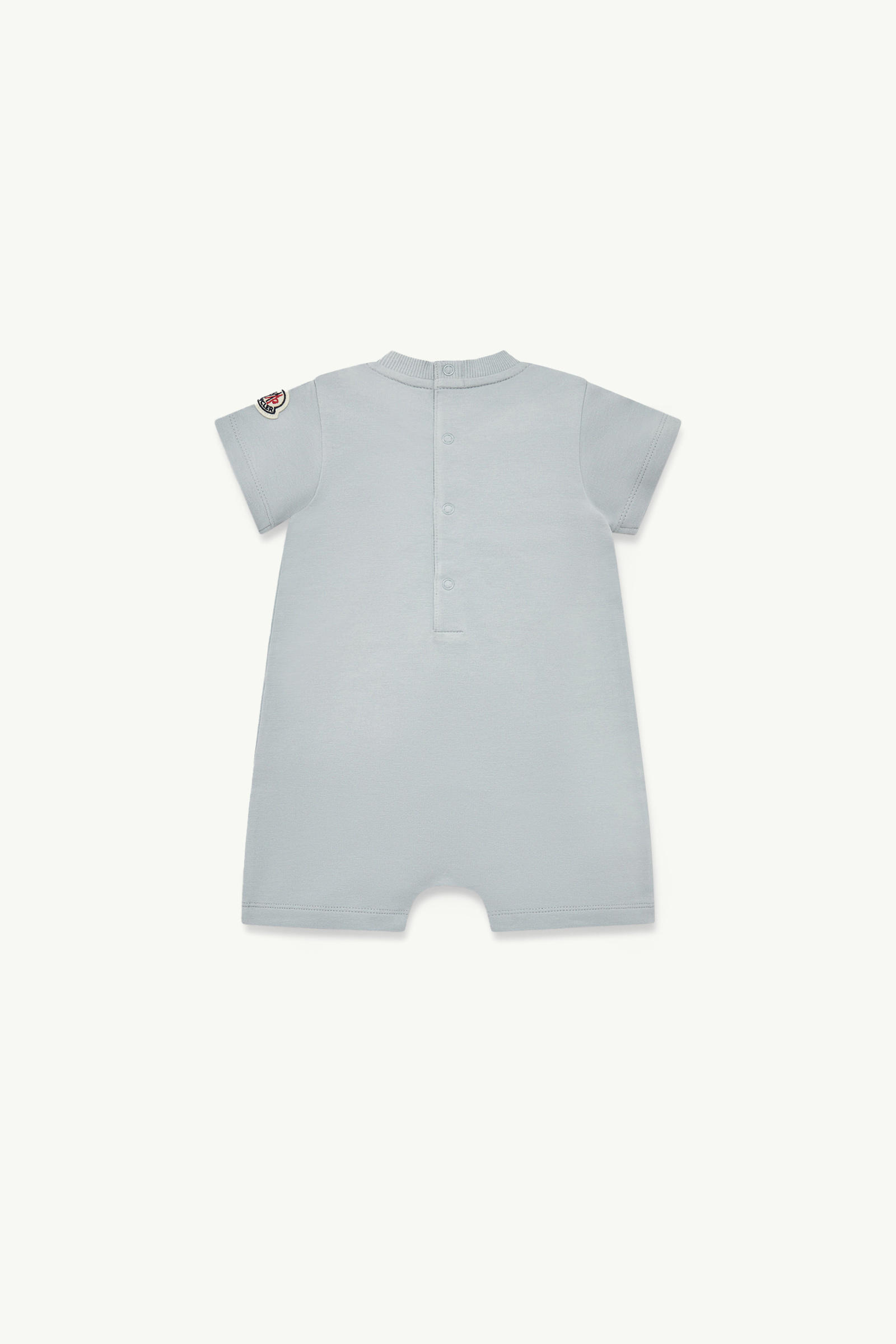 Teddy Bear Motif Cotton Romper Gender Neutral Gray Moncler 1