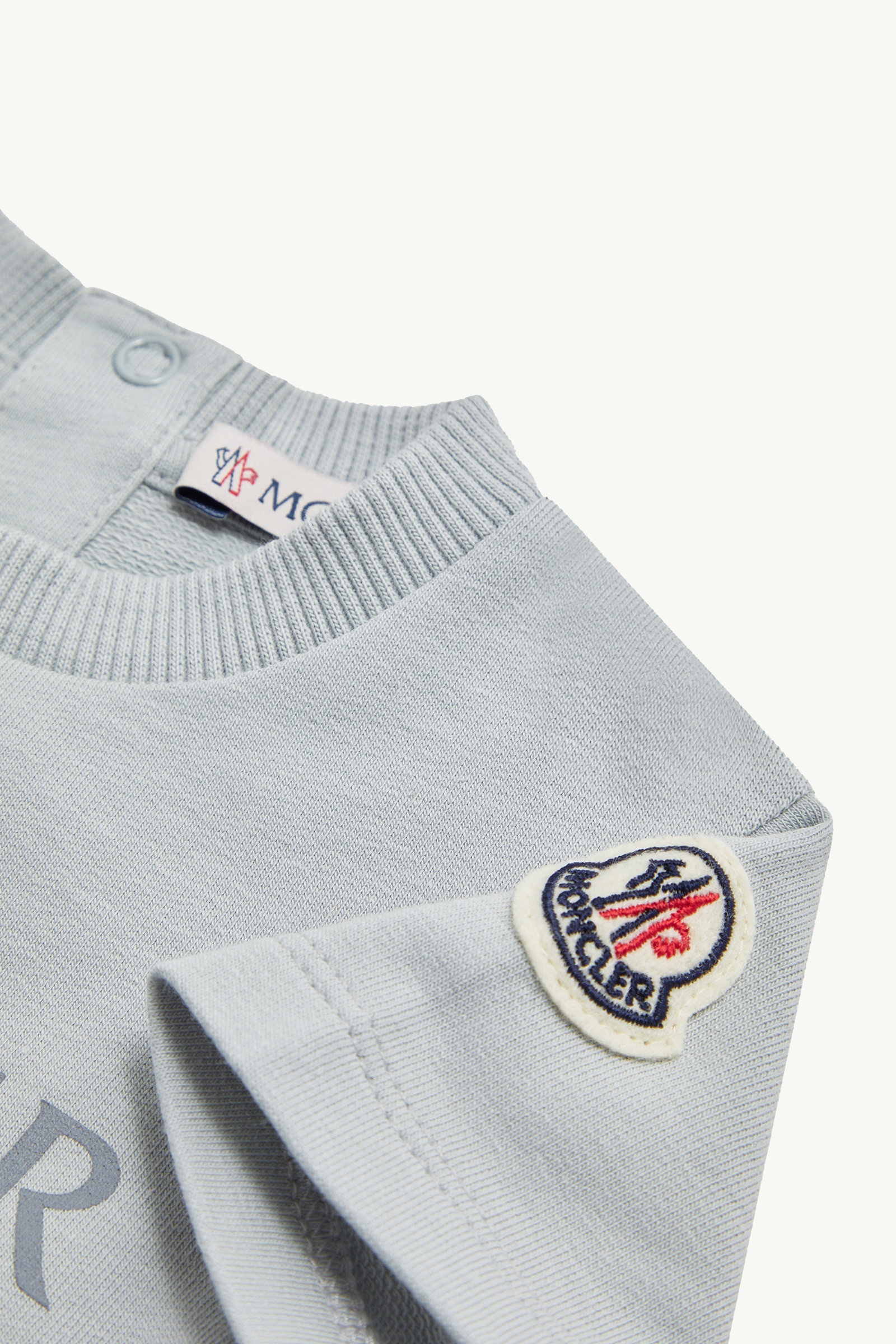 Teddy Bear Motif Cotton Romper Gender Neutral Gray Moncler 2