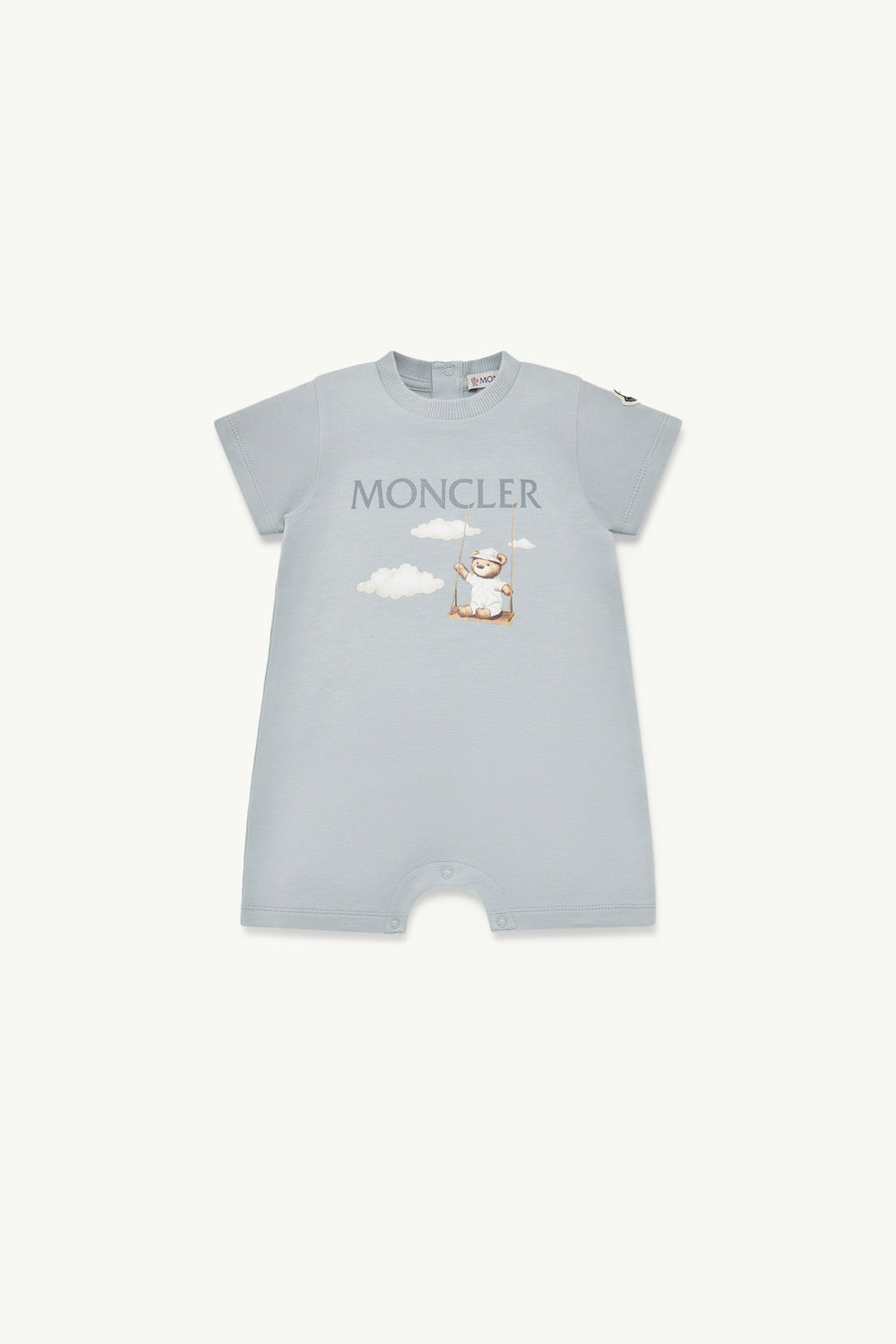 Teddy Bear Motif Cotton Romper Gender Neutral Grey Moncler 0