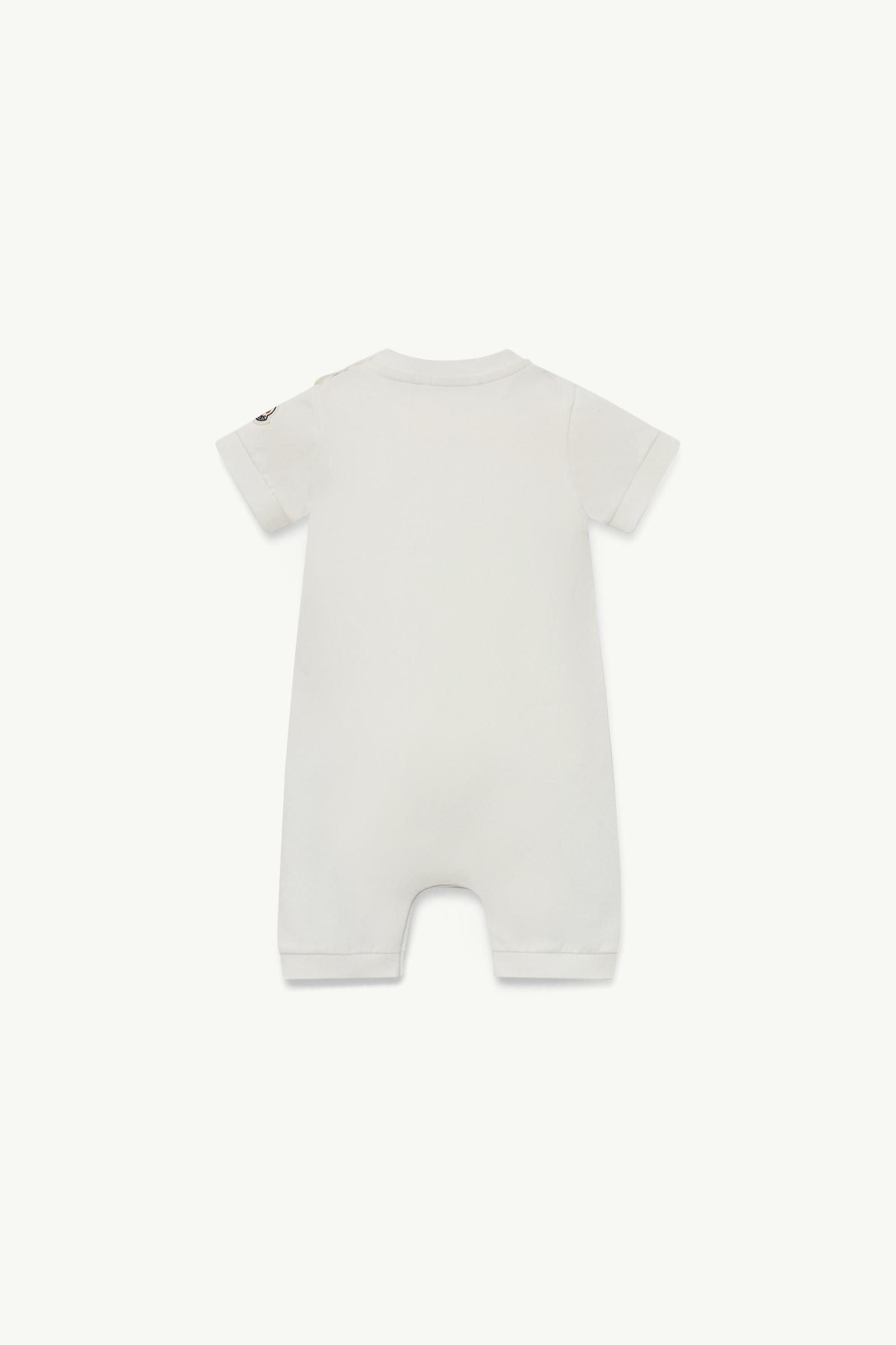 Whale Motif Cotton Romper Boy White Moncler 1