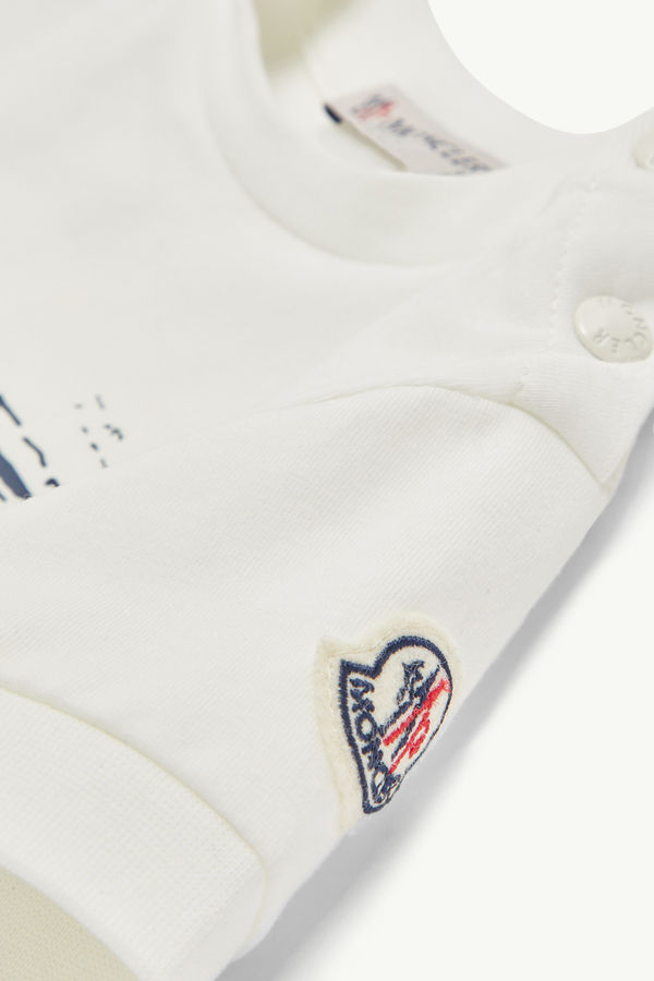 Whale Motif Cotton Romper Boy White Moncler 4