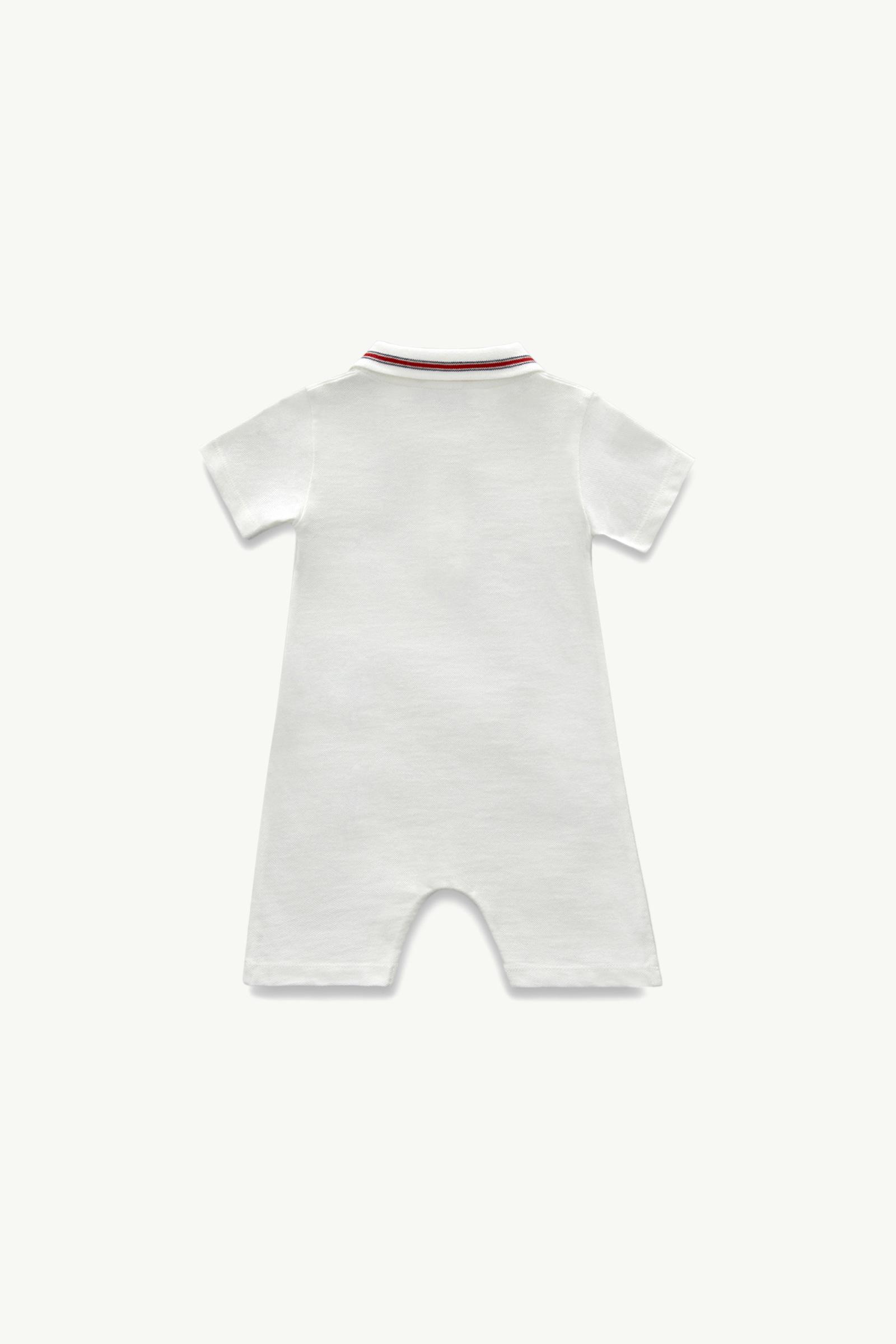 Logo Patch Cotton Piquet Baby Romper Boy White Moncler 1