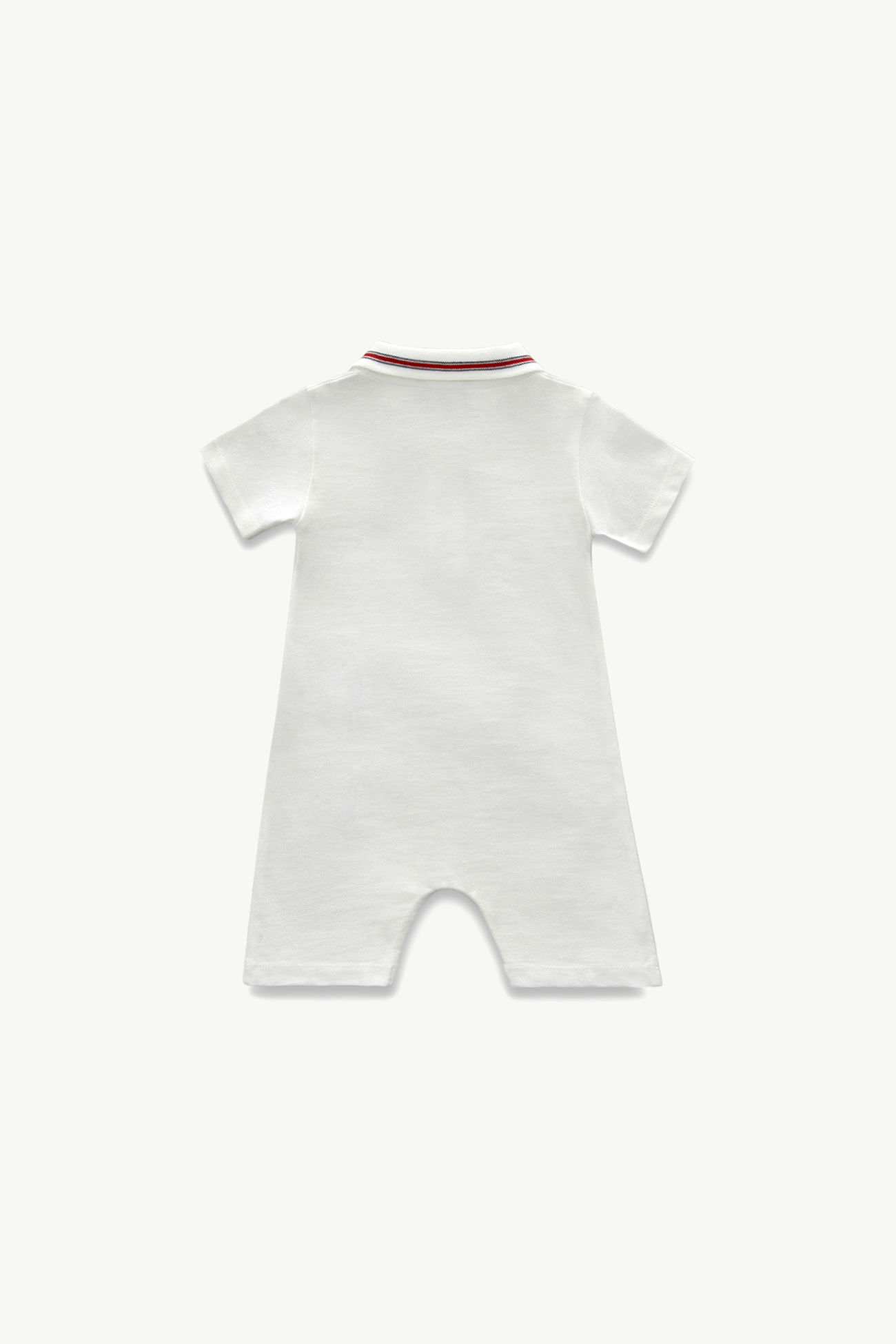 Logo Patch Cotton Piquet Baby Romper Boy White Moncler 1