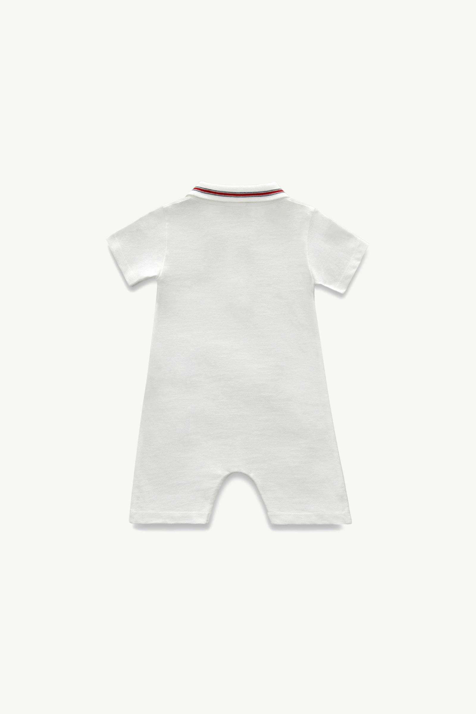 Logo Patch Cotton Piquet Baby Romper Boy White Moncler 1