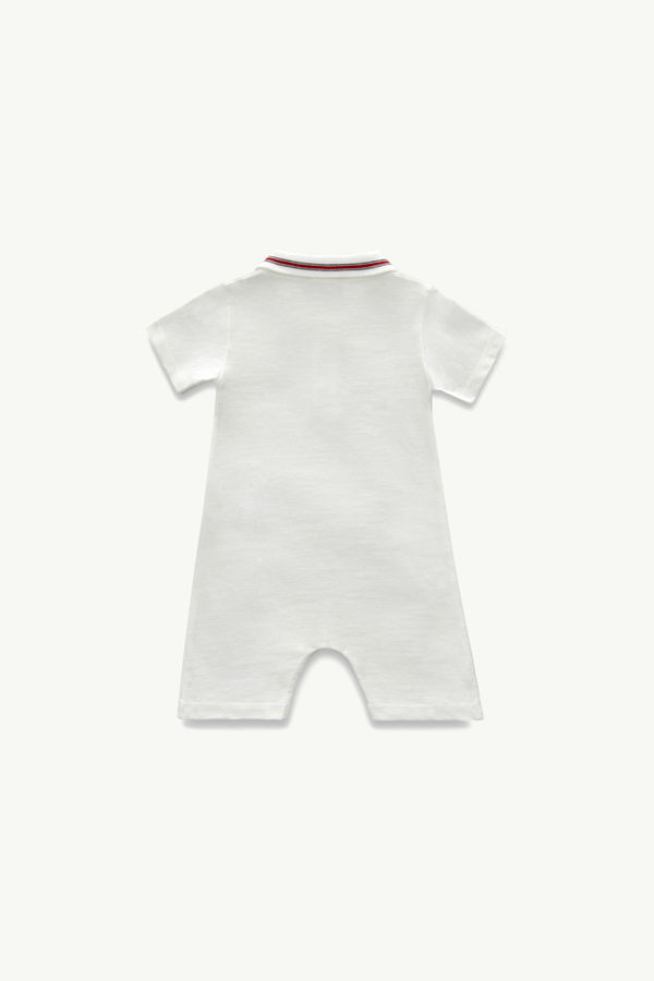Pelele para bebé de piqué de algodón con parche con logotipo Niño Blanco Moncler 1