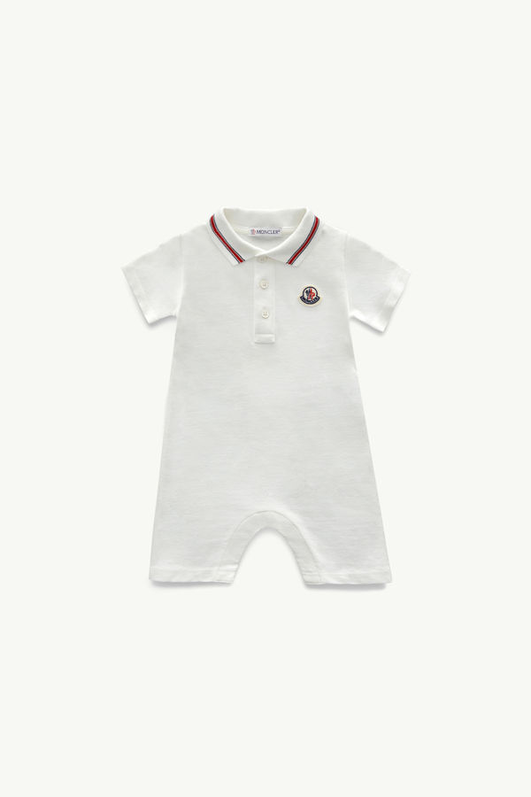 Pelele para bebé de piqué de algodón con parche con logotipo Niño Blanco Moncler 0