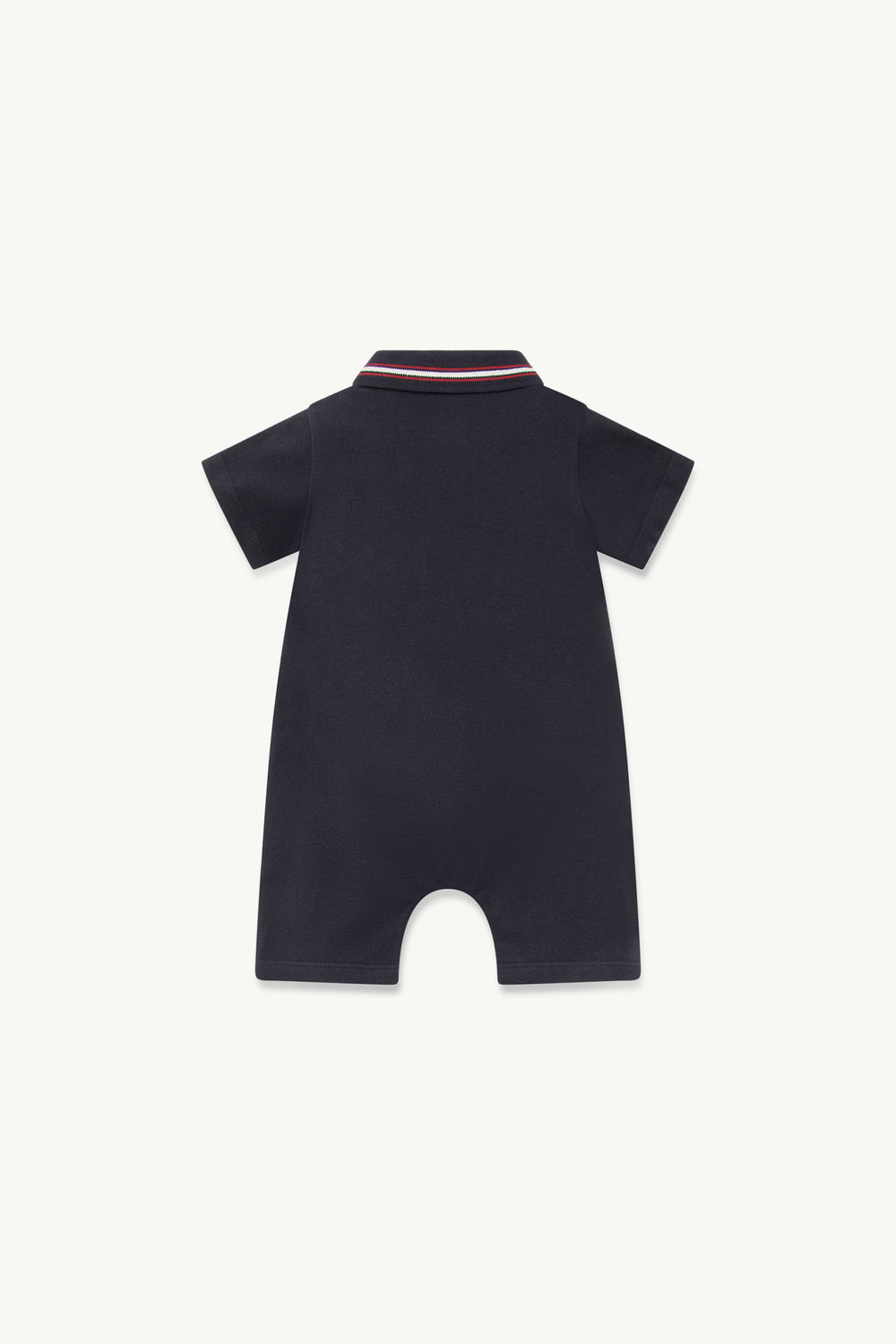 Logo Patch Cotton Piquet Baby Romper Boy Navy Blue Moncler 1