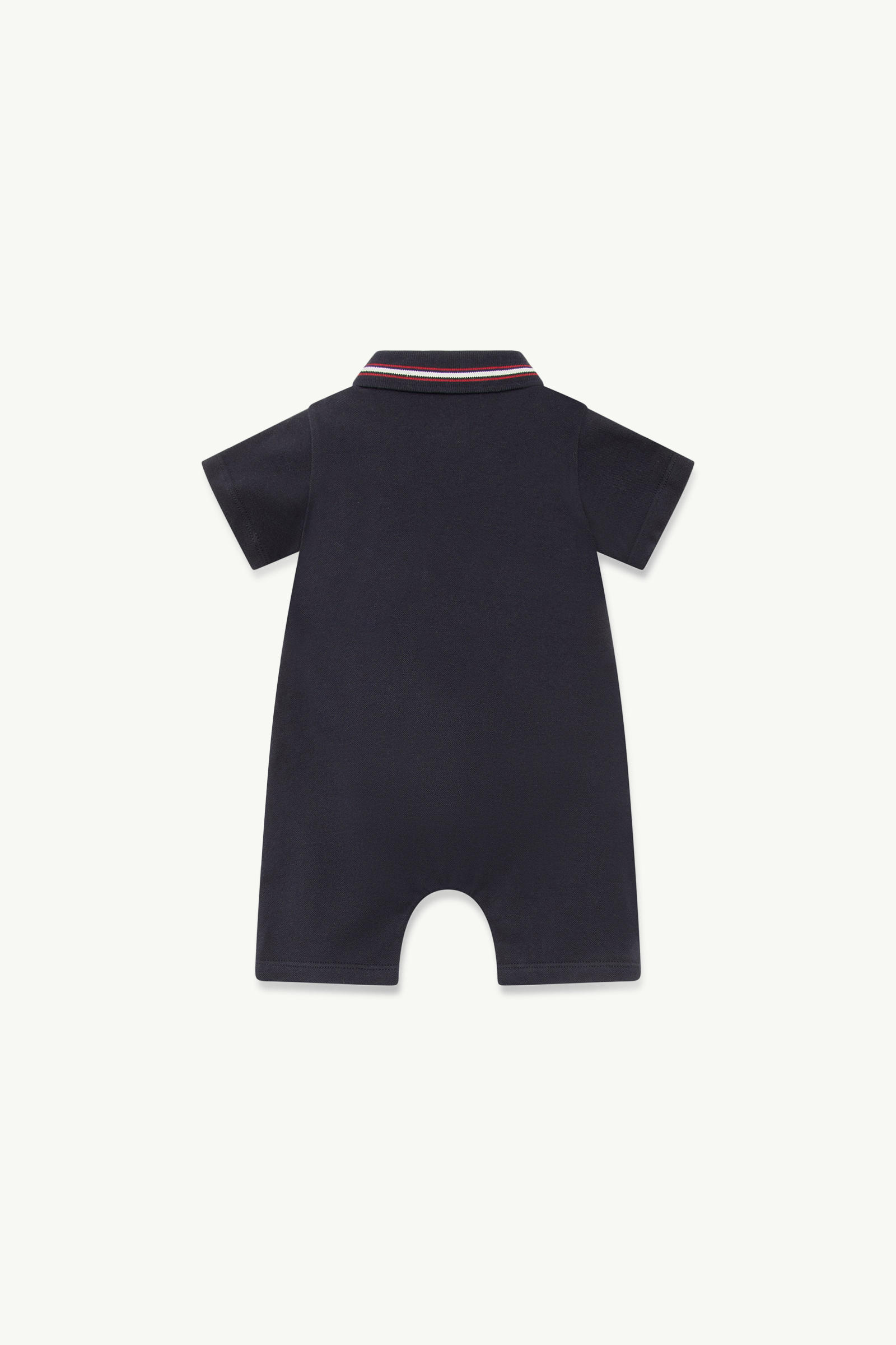 Logo Patch Cotton Piquet Baby Romper Boy Navy Blue Moncler 1