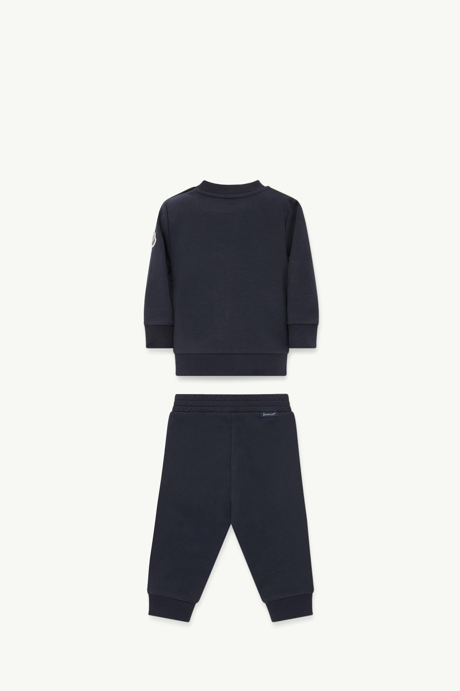 Pixel Logo Cotton Tracksuit Set Boy Night Blue Moncler 1