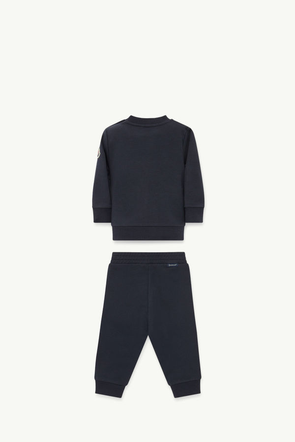 Pixel Logo Cotton Tracksuit Set Boy Night Blue Moncler 1